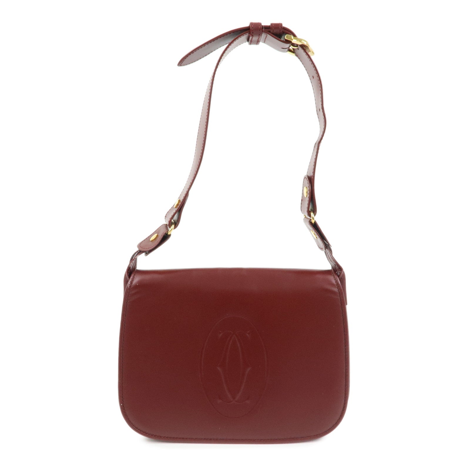 Cartier Must de Cartier Leather Shoulder Bag Bordeaux