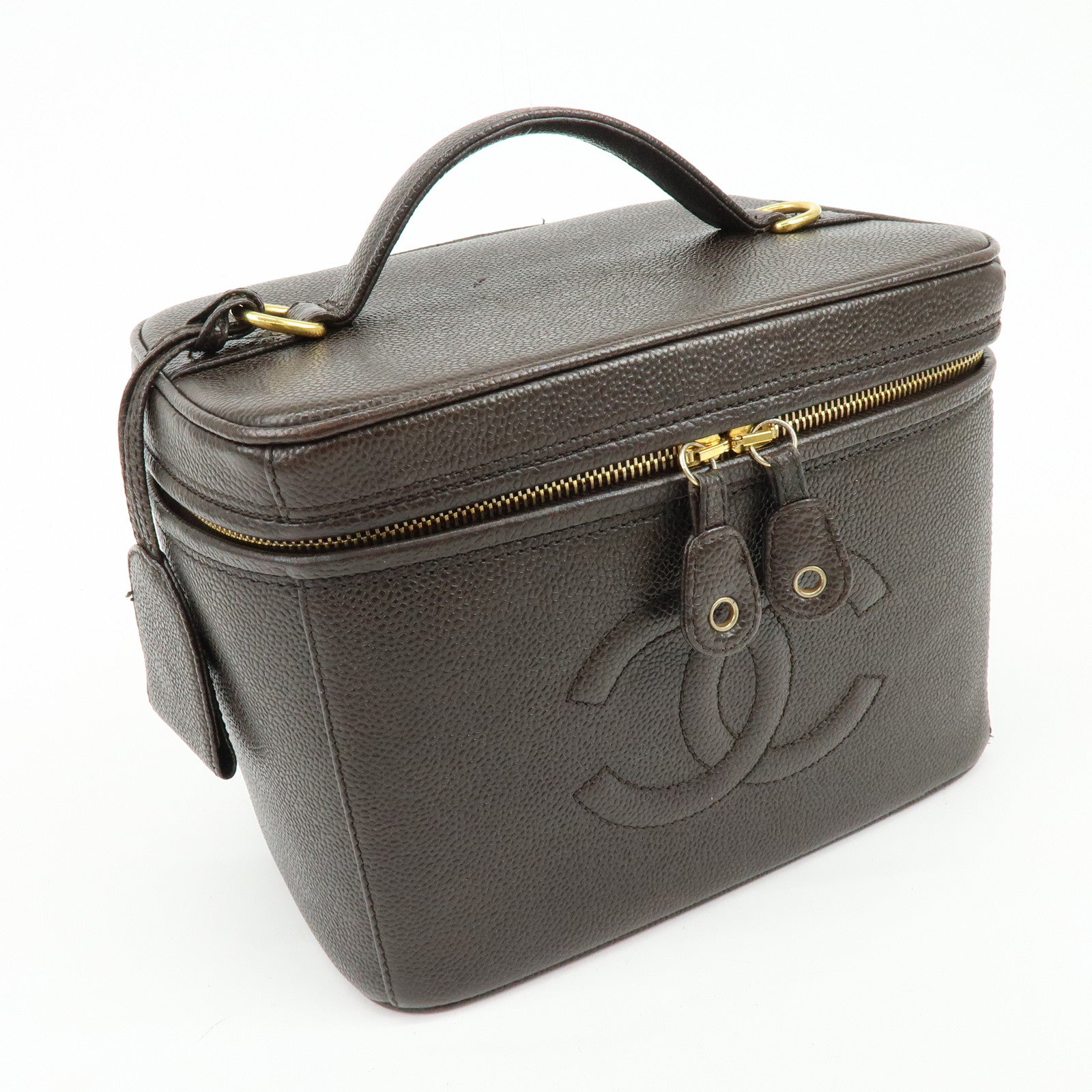CHANEL COCO Mark Caviarskin 2WAY Bag Cosmetic Bag Black A07061