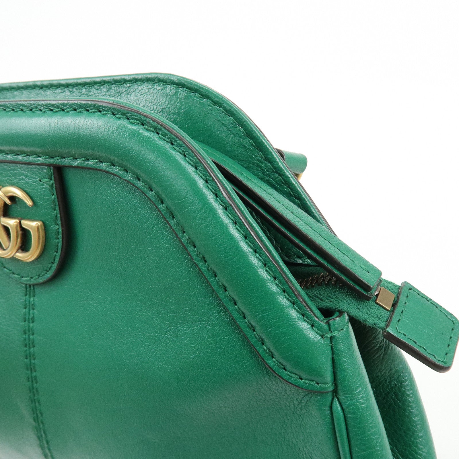GUCCI Animalier Double G Small Cat Head Shoulder Bag Green 524620