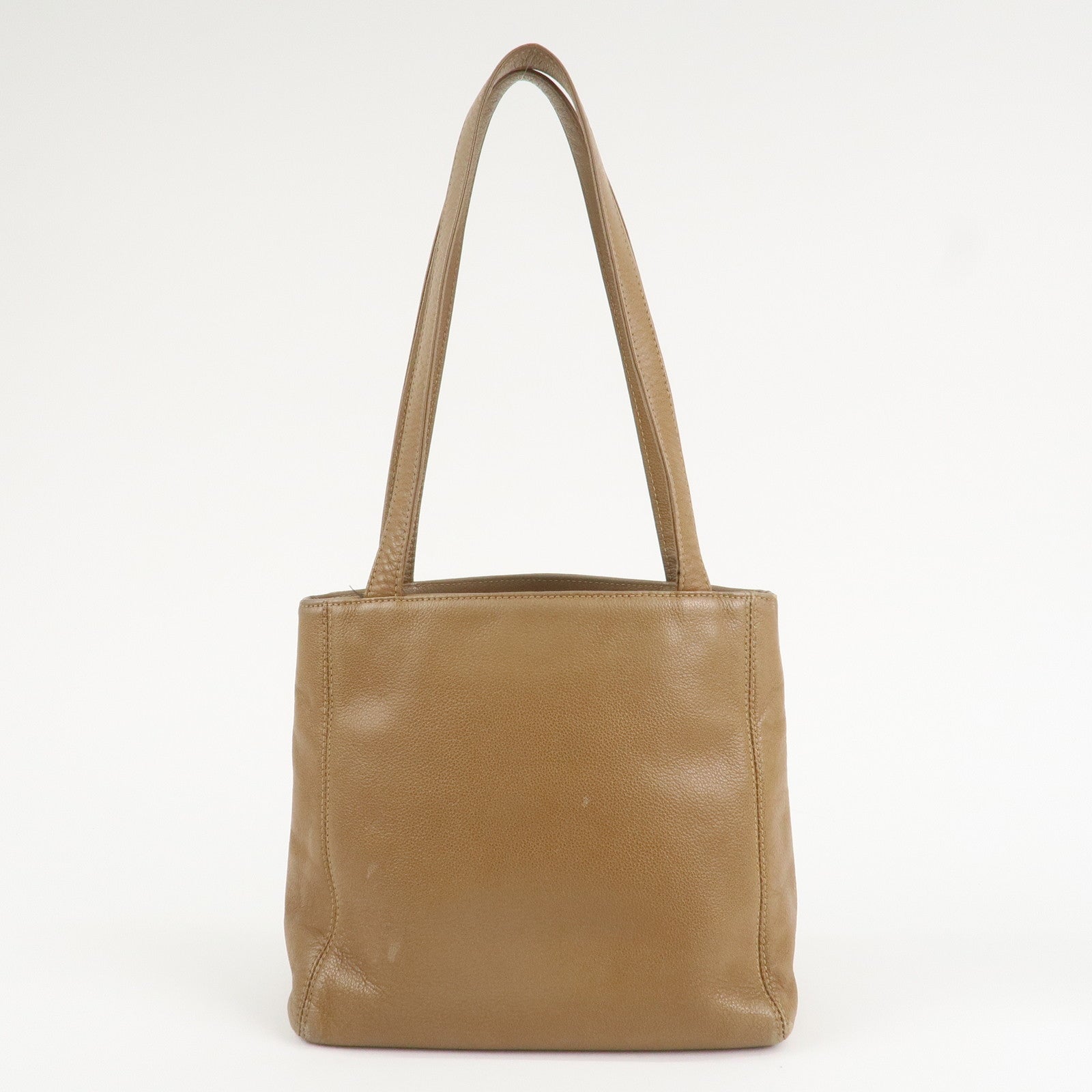 CHANEL COCO Mark Caviarskin Leather Bag Tote Bag Shoulder Bag Beige Used