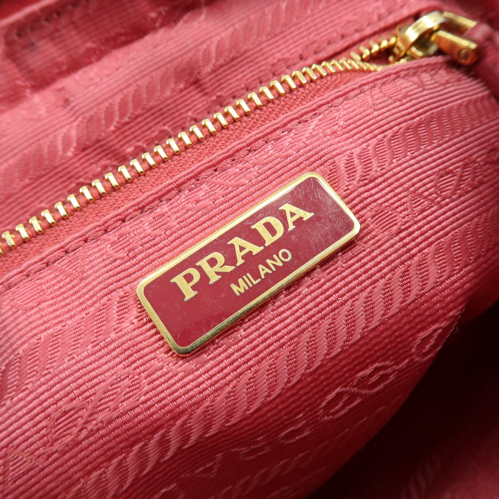 PRADA Triangle Logo Canvas Leather Pouch Cosmetic Pouch Pink