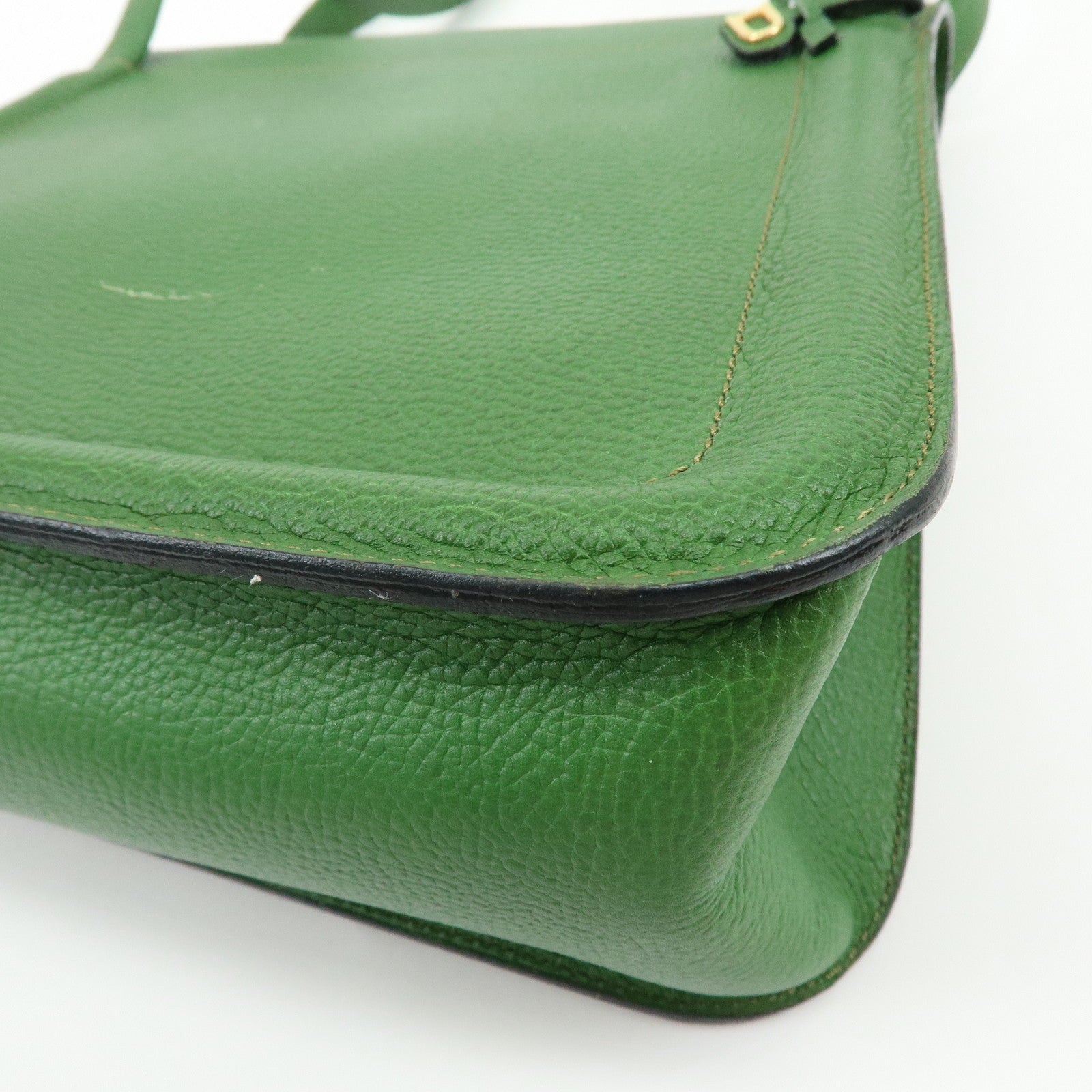 DELVAUX Louise Leather Shoulder Bag Hand Bag Green