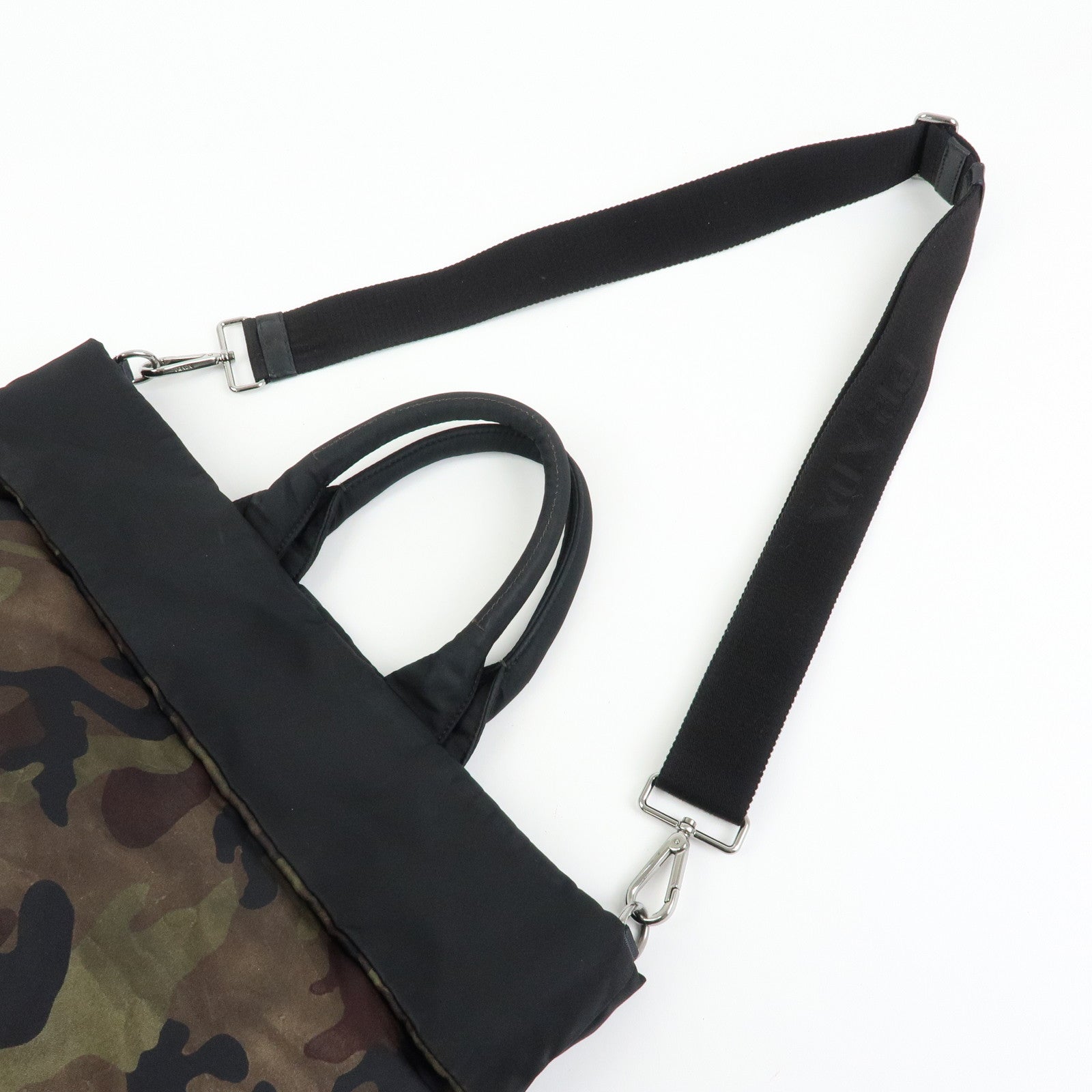 PRADA Triangle Logo Reversible 2Way Bag Hand Shoulder Bag Khaki BN1959