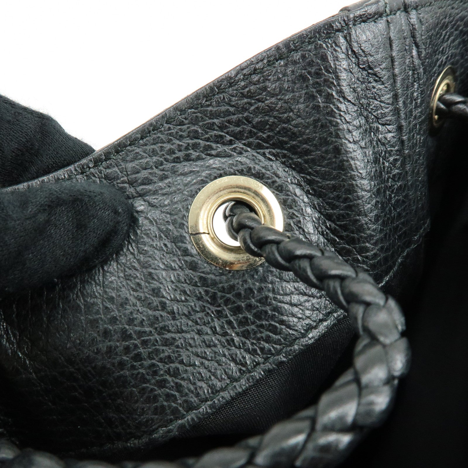 GUCCI Logo Leather Tote Bag Shoulder Bag Black 380118