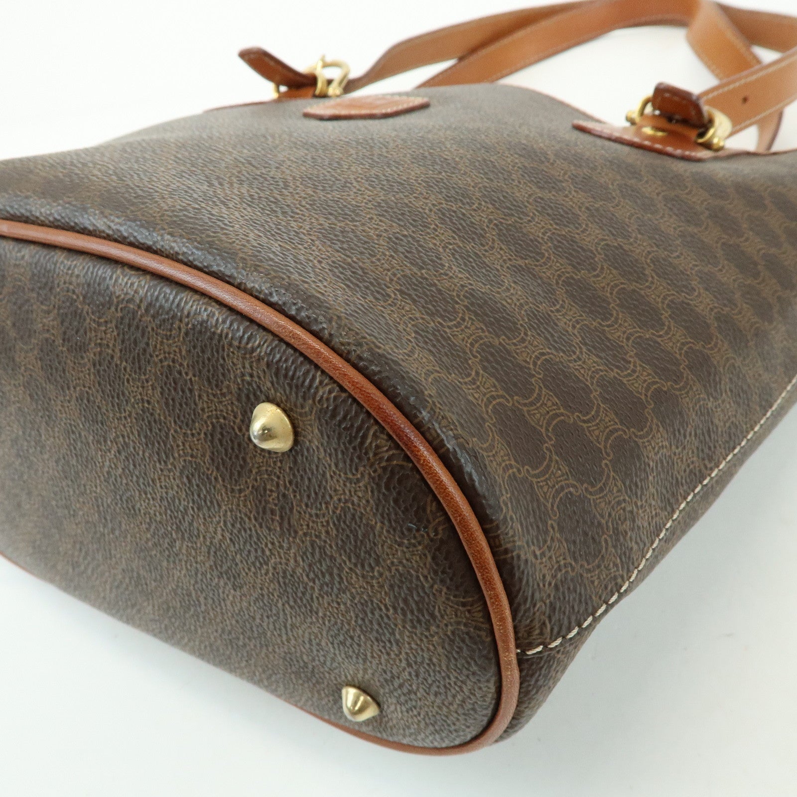 CELINE Macadam PVC Leather Tote Bag Hand Bag Brown