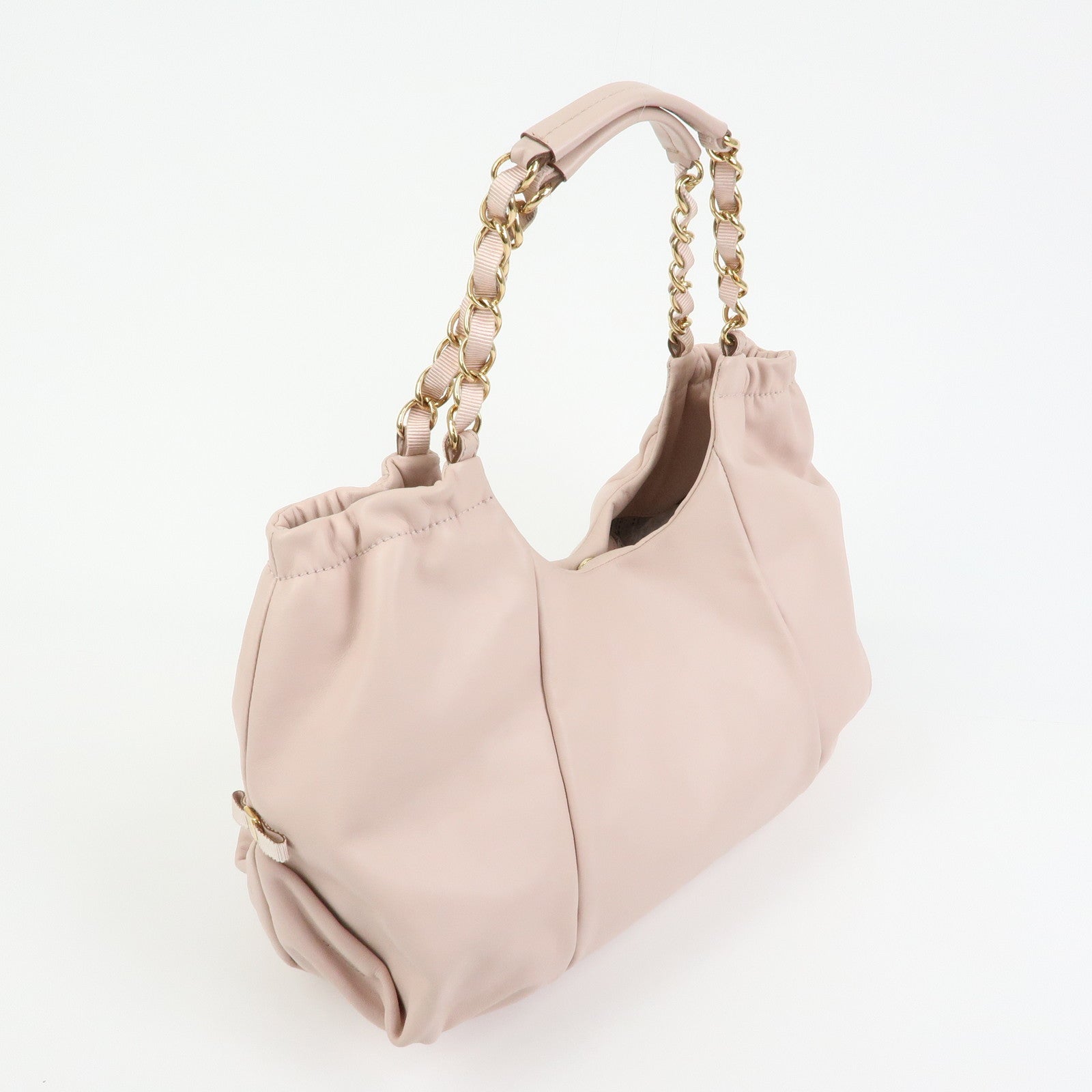 Ferragamo Vara Ribbon Leather Chain Shoulder Bag Pink