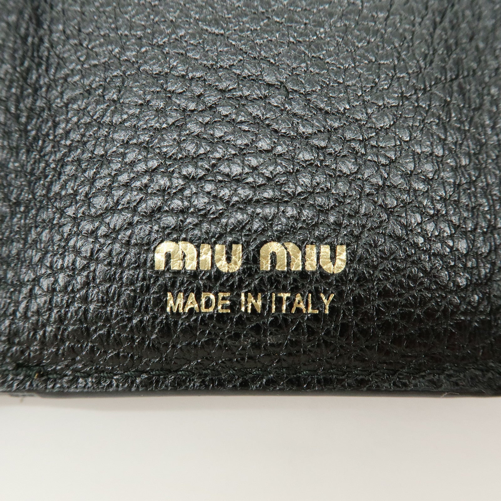 MIU MIU Logo Madras Leather Tri-fold Compact Wallet Red Black 5MH020