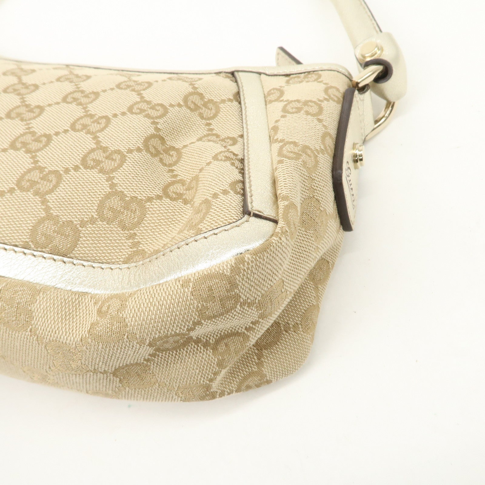 GUCCI Abbey GG Canvas Leather Shoulder Bag Beige Ivory 130939 Used