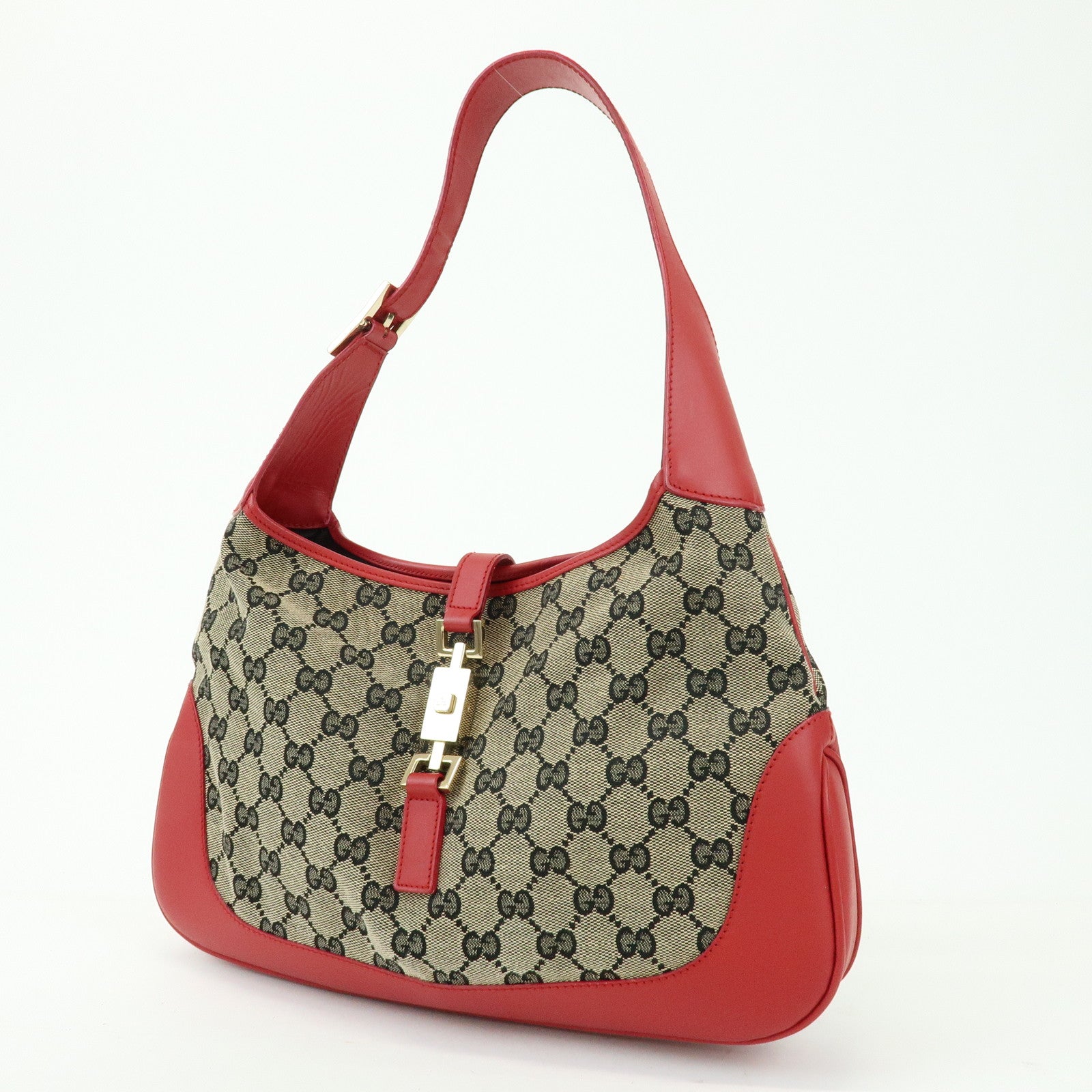 GUCCI Jackie GG Canvas Leather Shoulder Bag Hand Bag Beige 001.3306