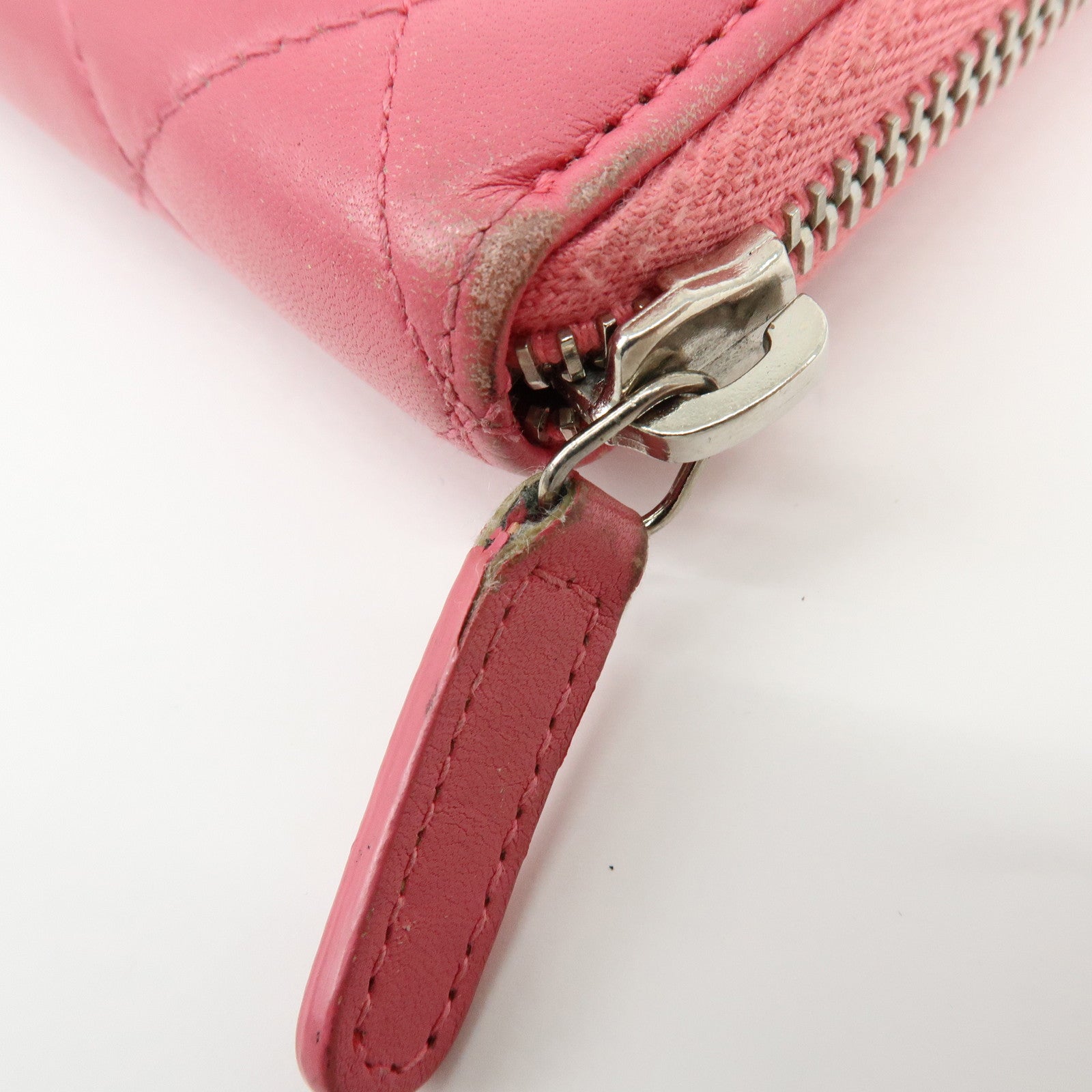 CHANEL COCO Mark Matelasse Lamb Skin Patent Leather Long Zip Wallet