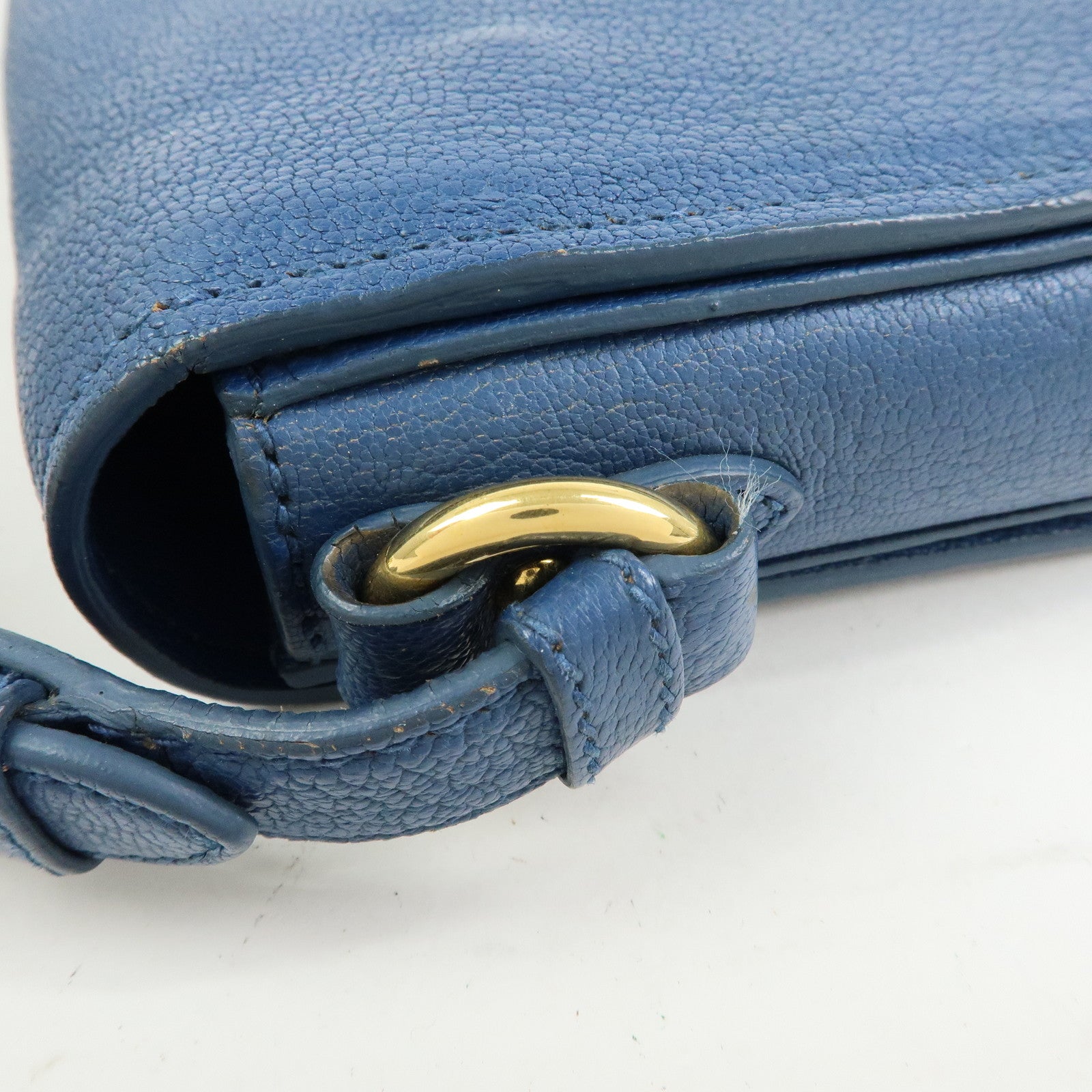 MIU MIU Madras Leather Shoulder Bag Hand Bag Blue