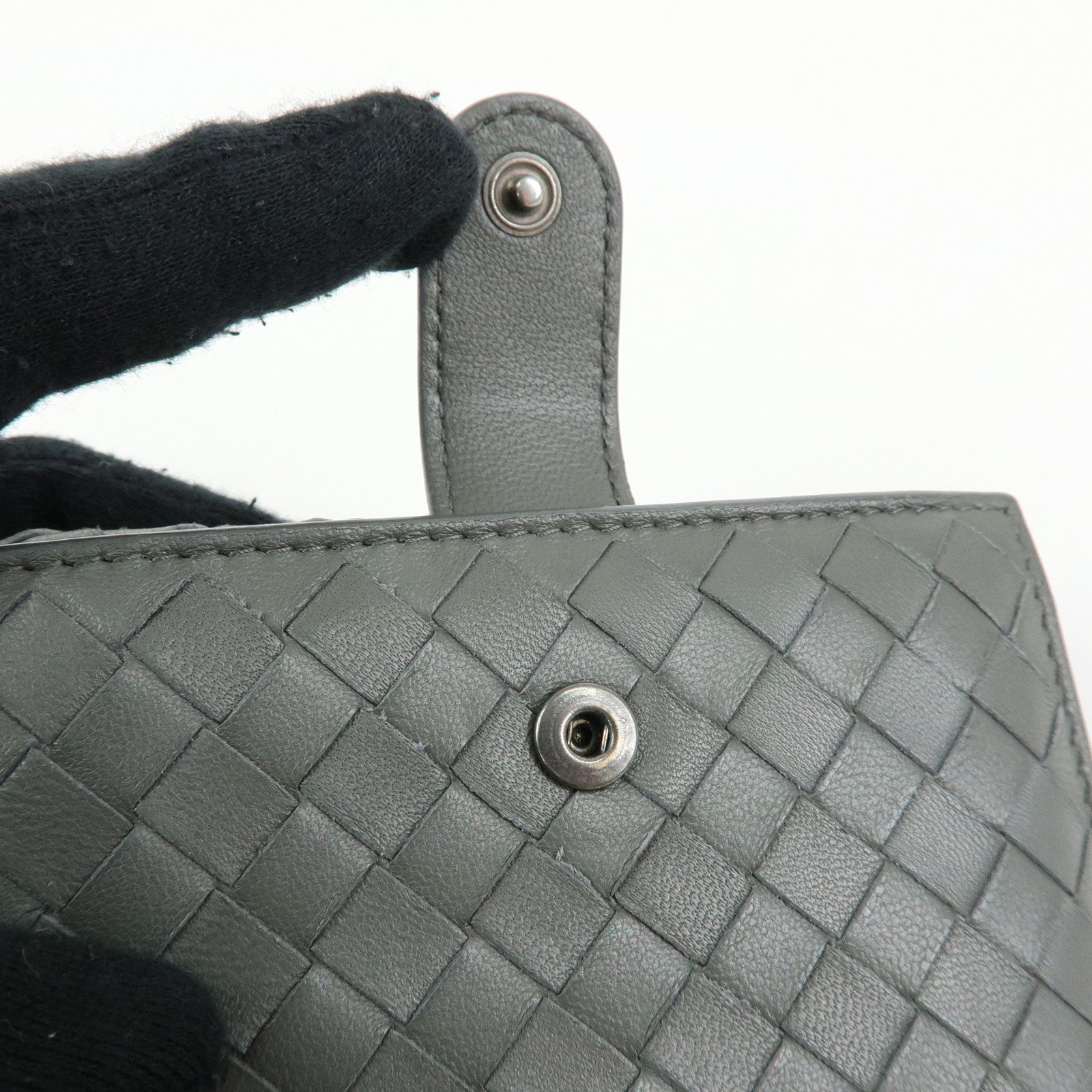 BOTTEGA VENETA Intrecciato Leather Compact Wallet Grey