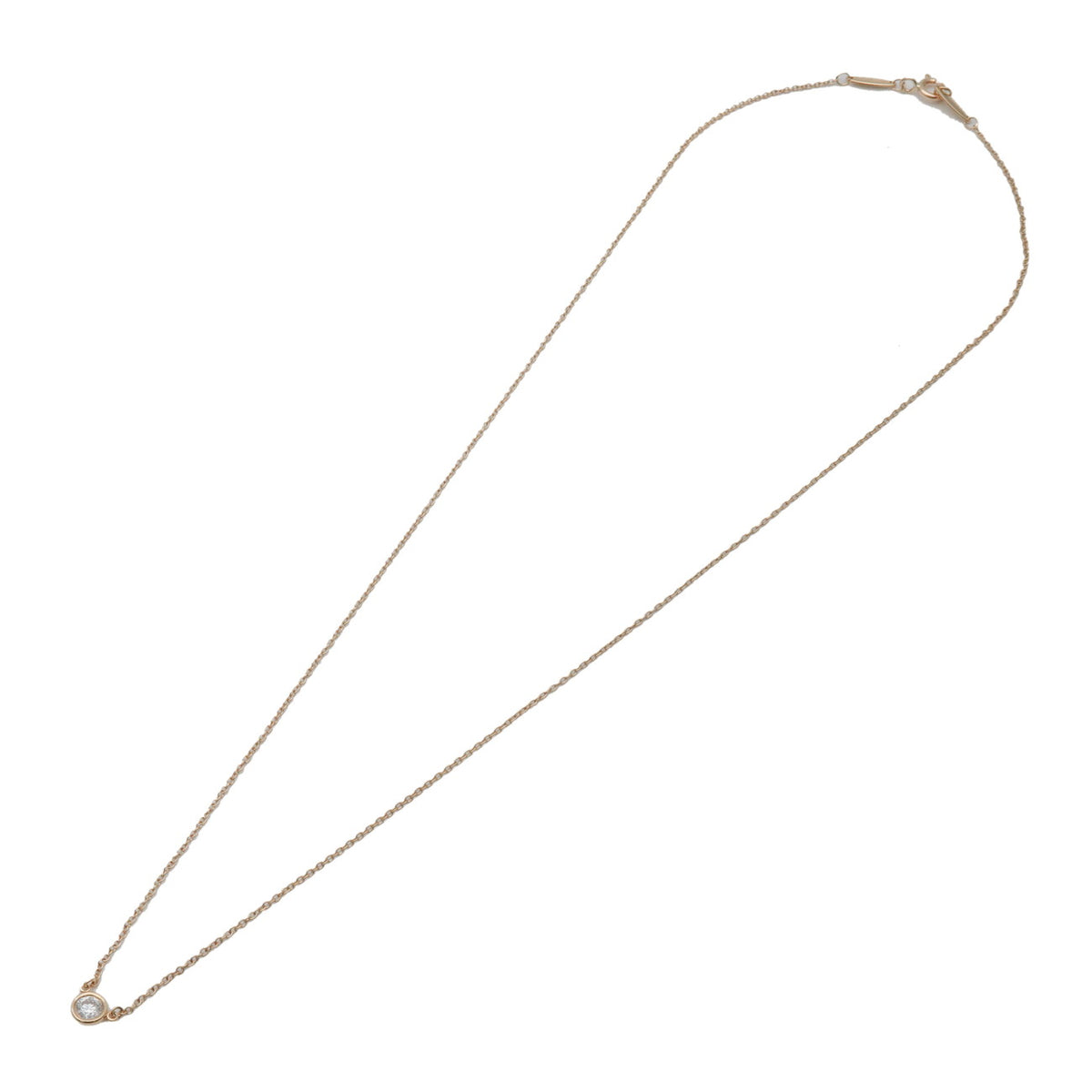 Tiffany & Co By The Yard 1P Diamond Necklace 0.19ct K18YG Yellow Gold
