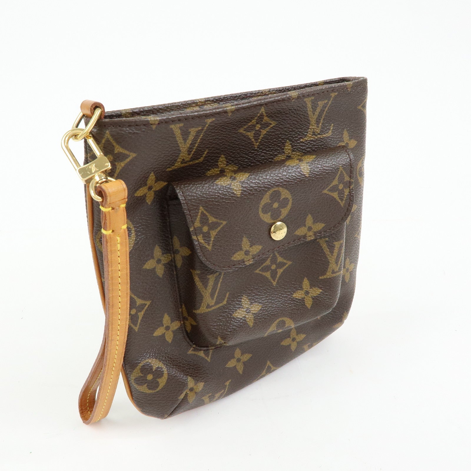 Louis Vuitton Monogram Partition Pouch Wristlet Bag Brown M51901