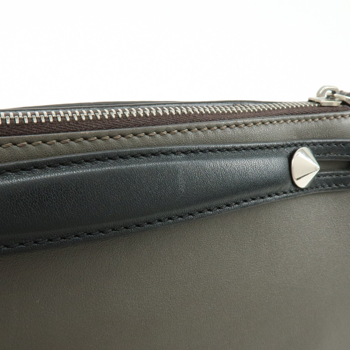FENDI By The Way Medium Leather 2Way Bag Hand Bag Dark Gray 8BL124