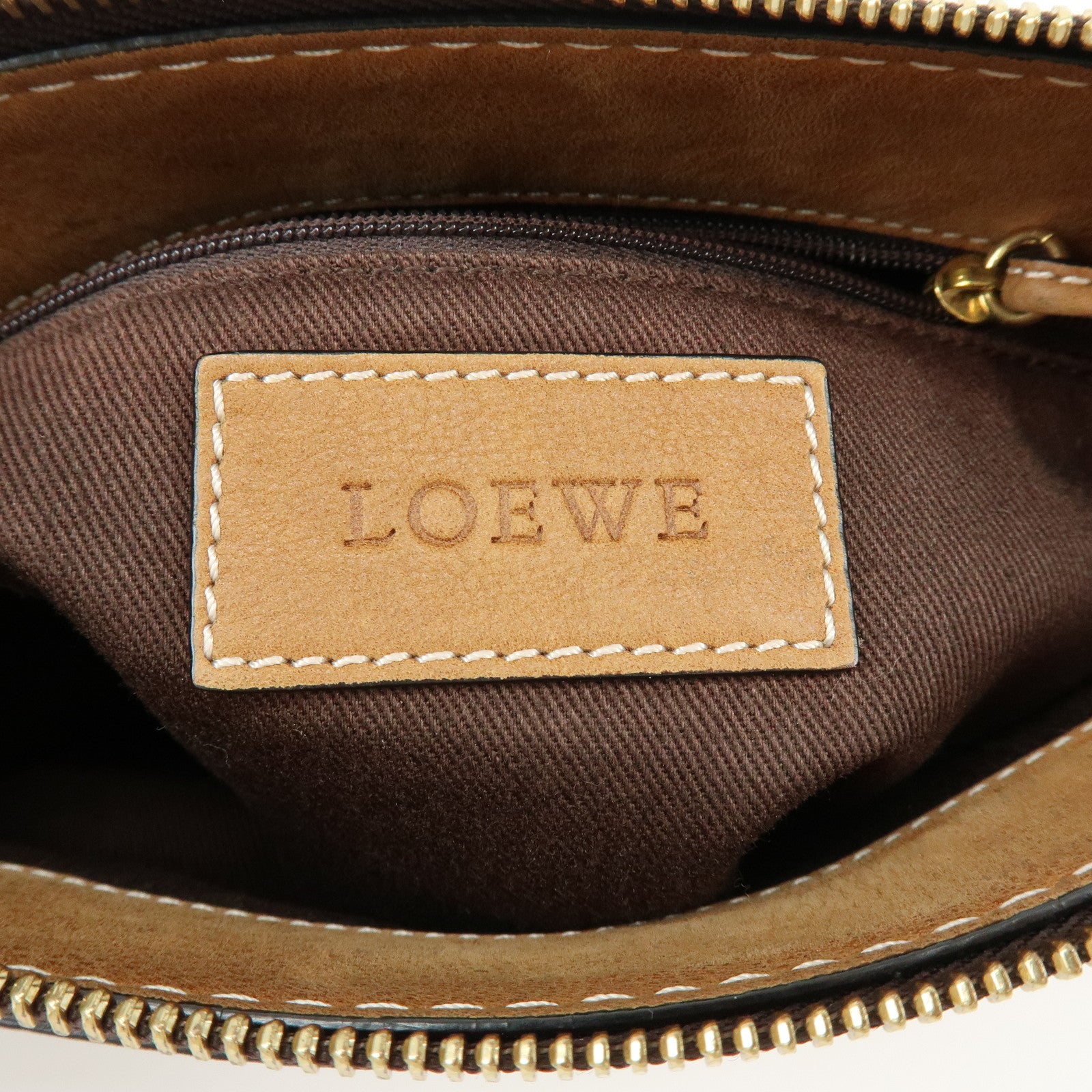 LOEWE Leather Crown Motif Chain Shoulder Bag Crossbody Bag Brown