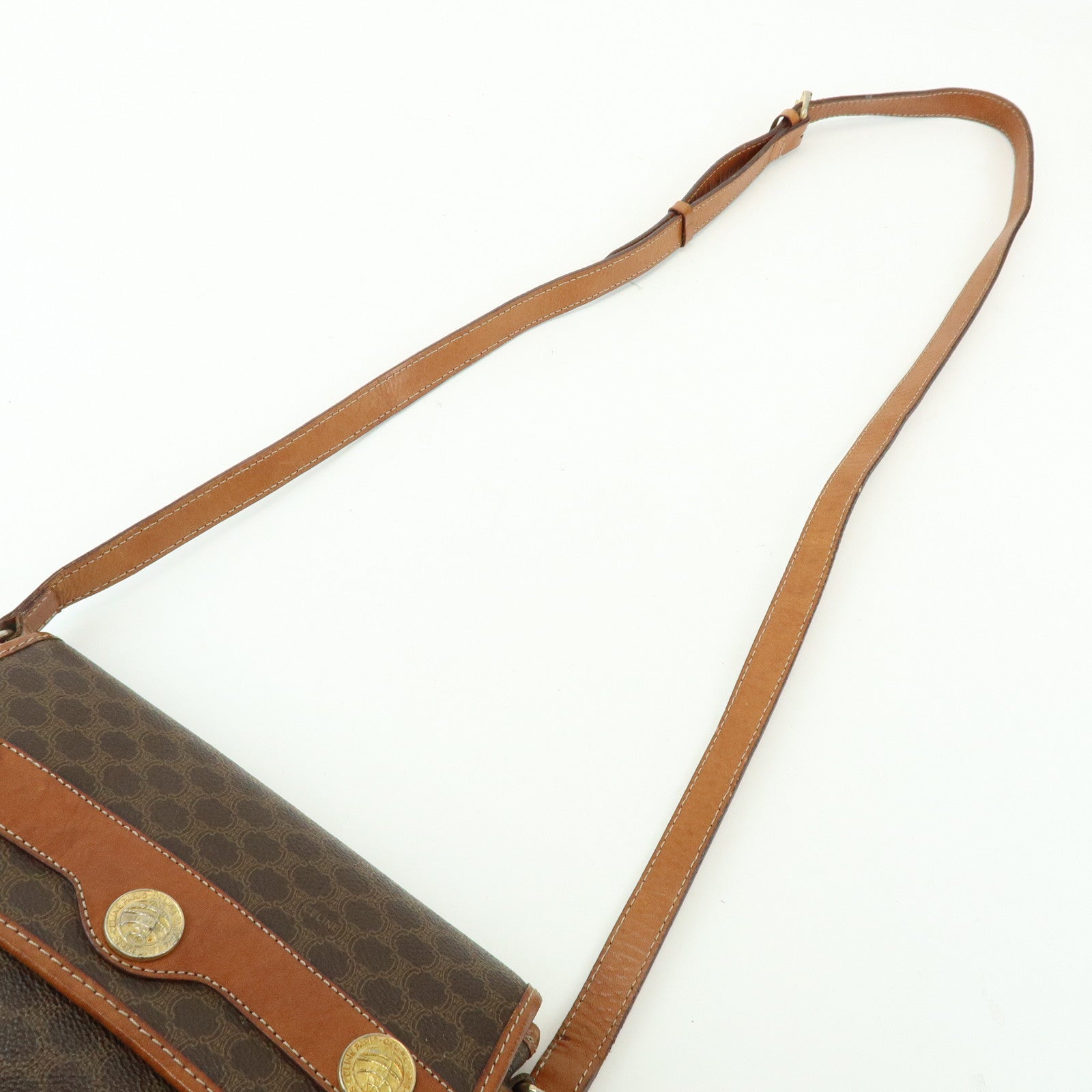 CELINE Macadam PVC Leather Shoulder Bag Crossbody Bag Brown