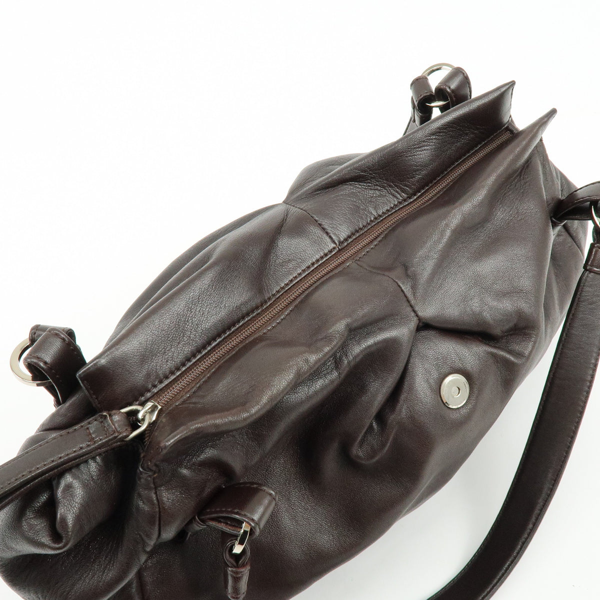 LOEWE Anagram Nappa Leather Shoulder Bag Hand Bag Dark Brown