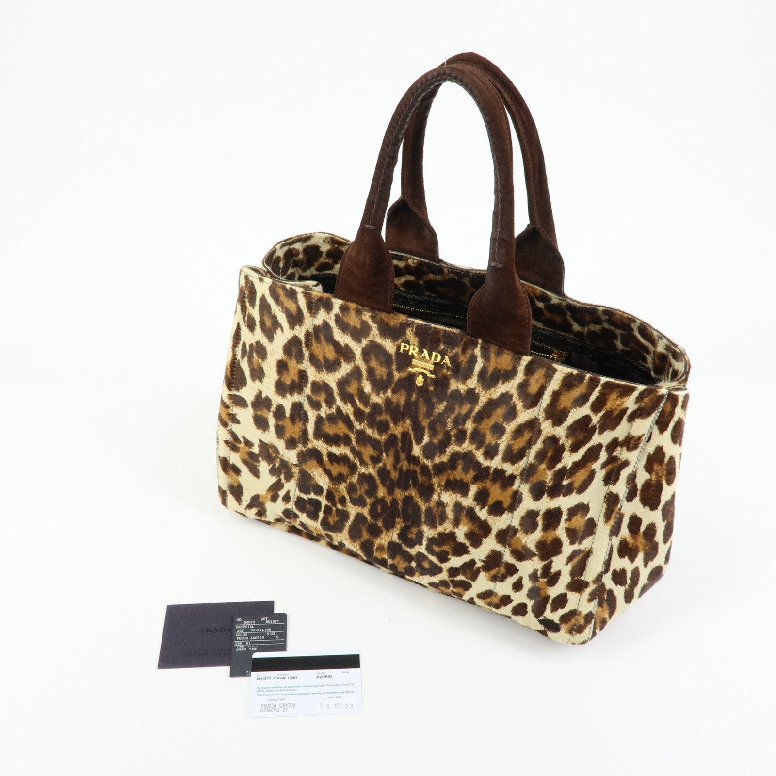 PRADA Triangle Logo Unborn Calf Canapa 2Way Tote Hand Bag BN1877