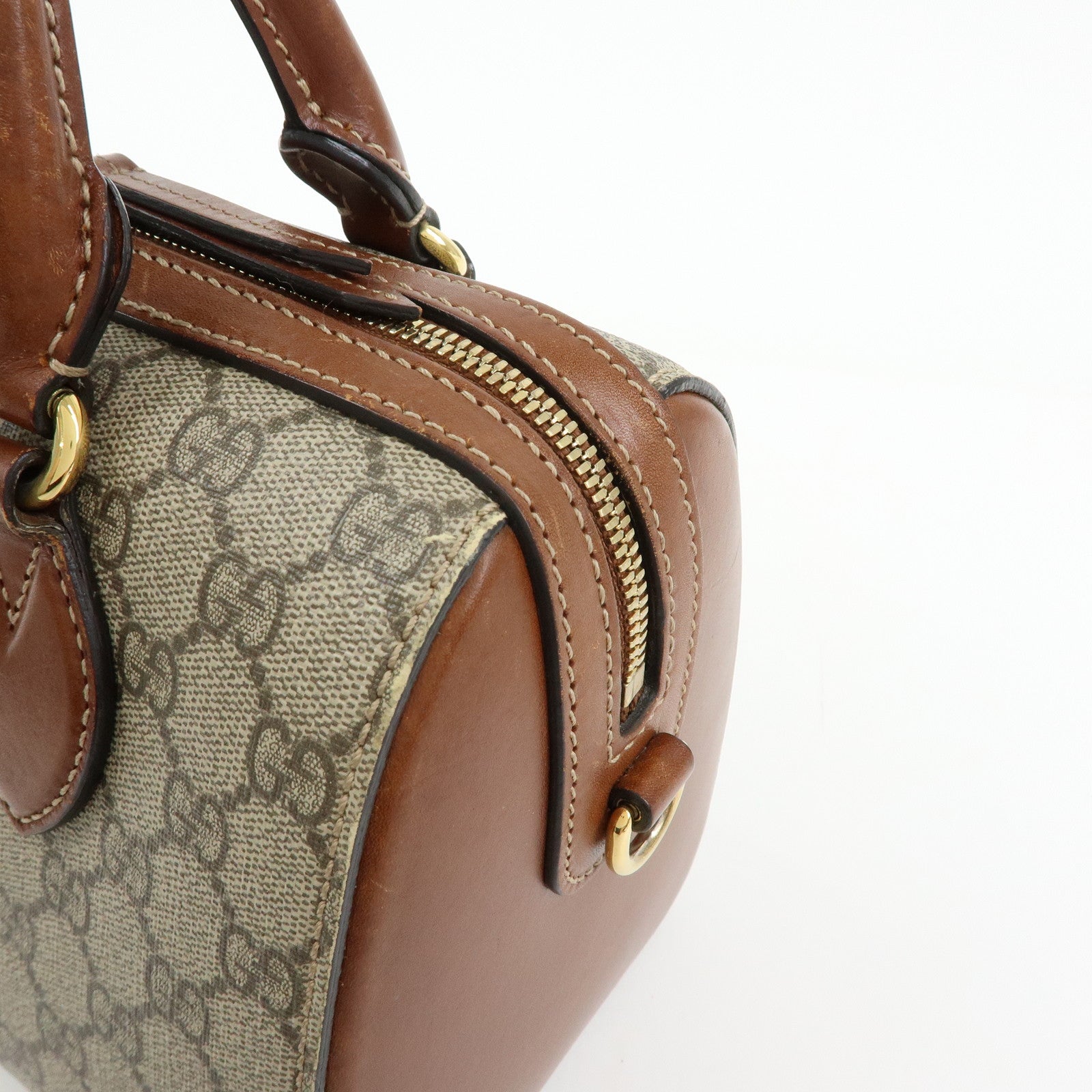 GUCCI GG Supreme Leather 2Way Bag Boston Bag Shoulder Bag Brown 409529