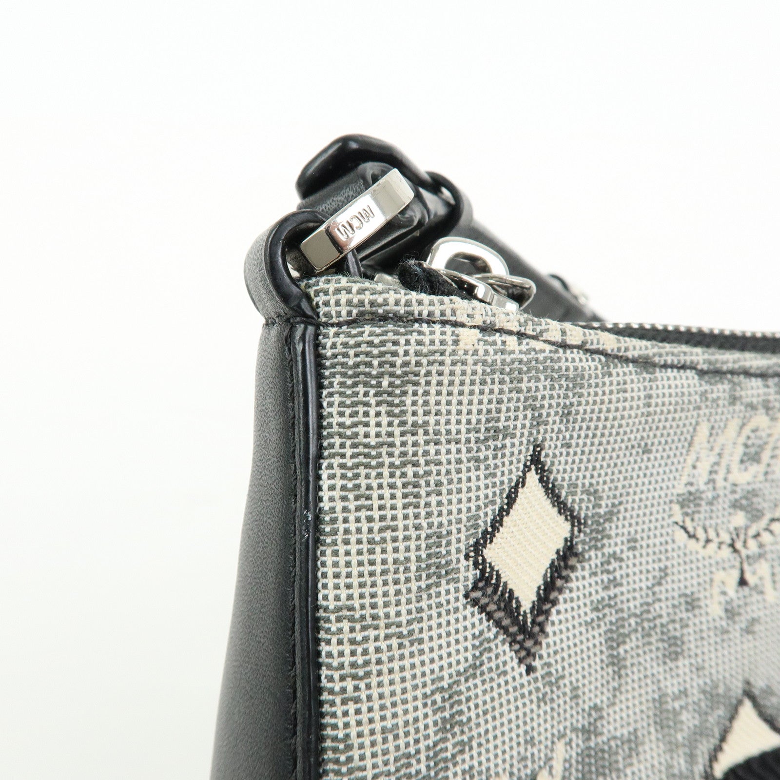 MCM Visetos Jacquard Canvas Leather 2Way Bag Shoulder Bag Grey Black