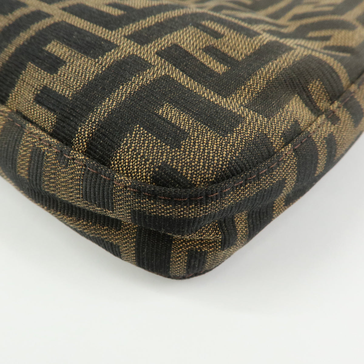 FENDI Zucca Canvas Leather Shoulder Bag Hand Bag Black Brown 26569
