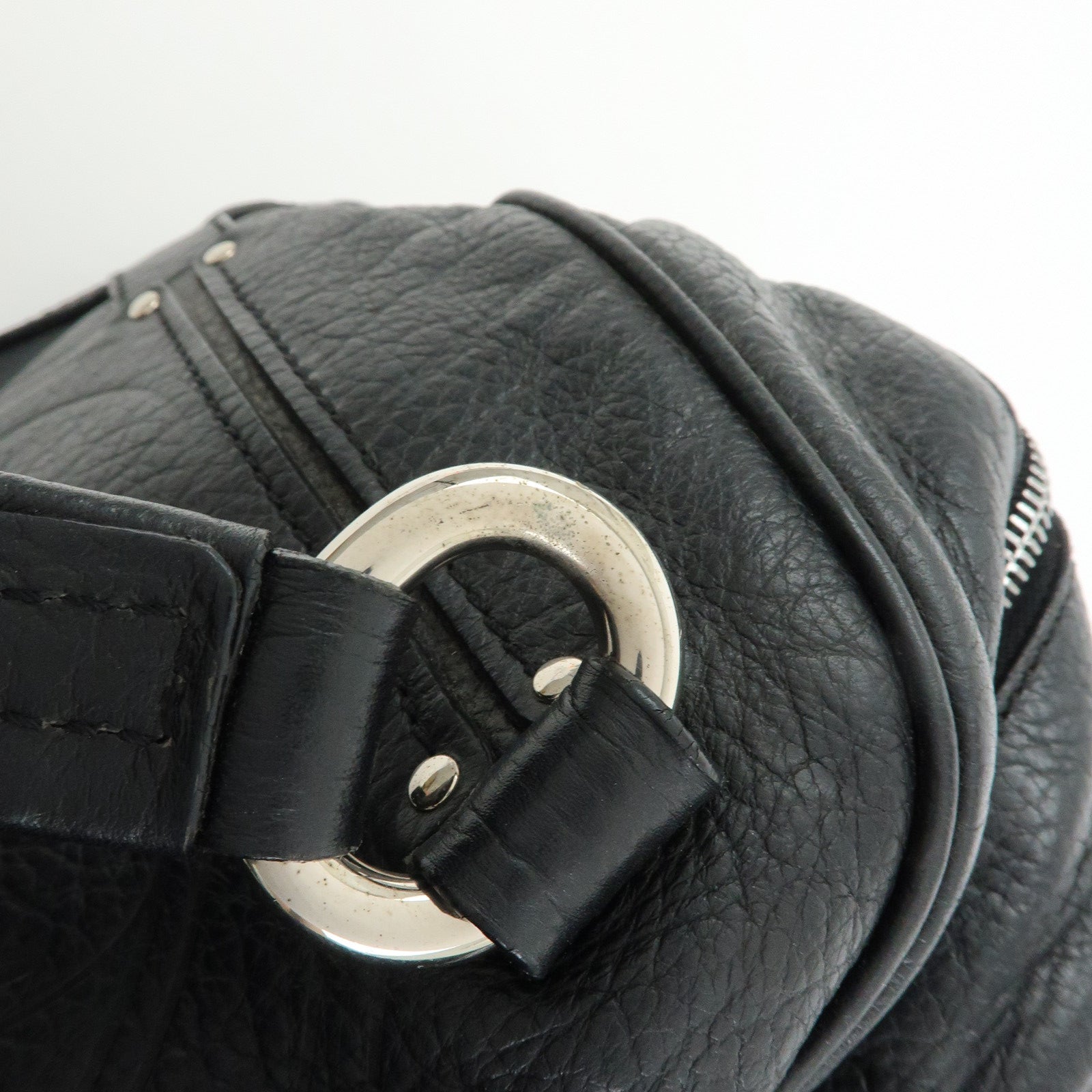 CELINE Macadam Leather Shoulder Bag Hand Bag Black