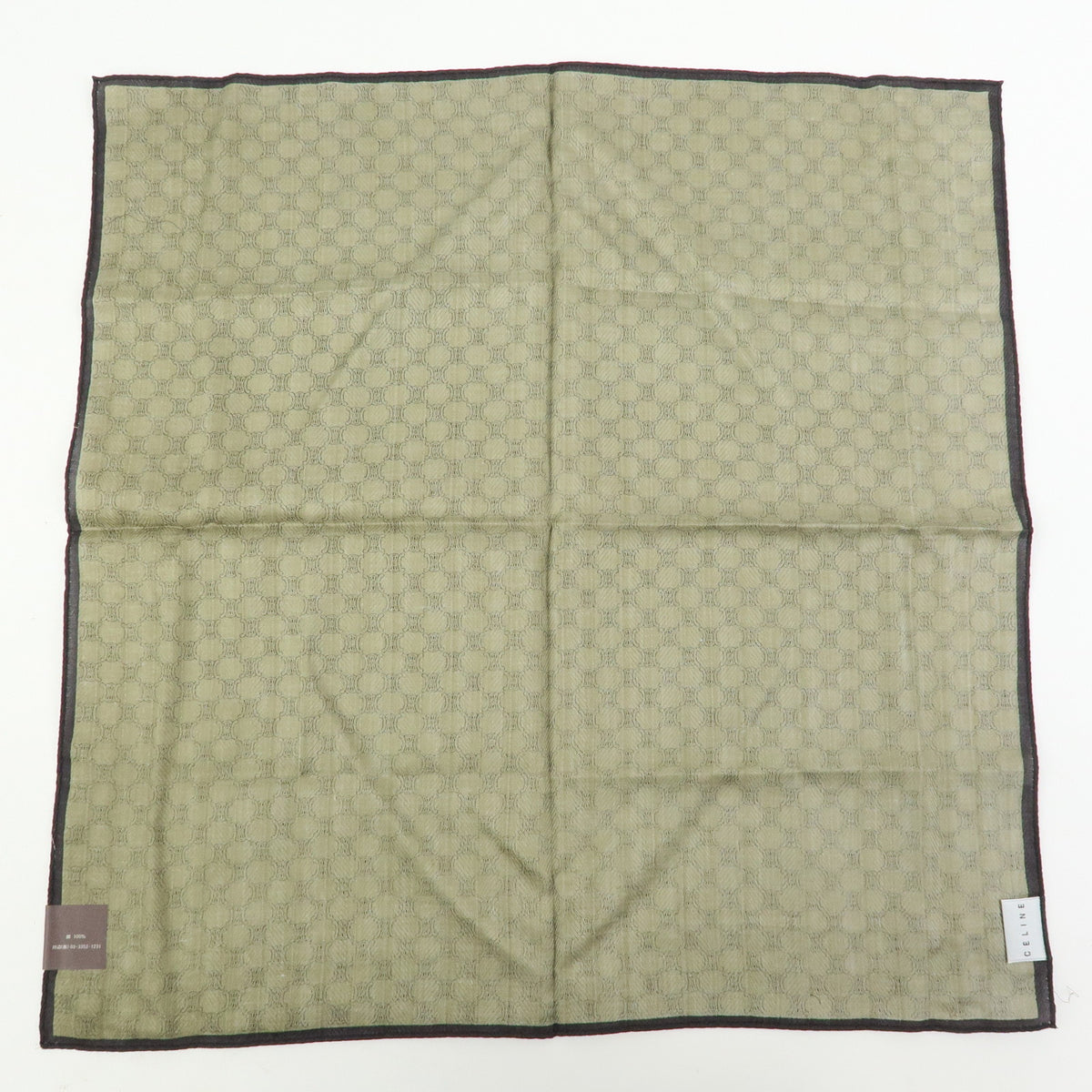 CELINE Macadam Lot of 2 Cotton 100% Scarf Handkerchief Brown Khaki