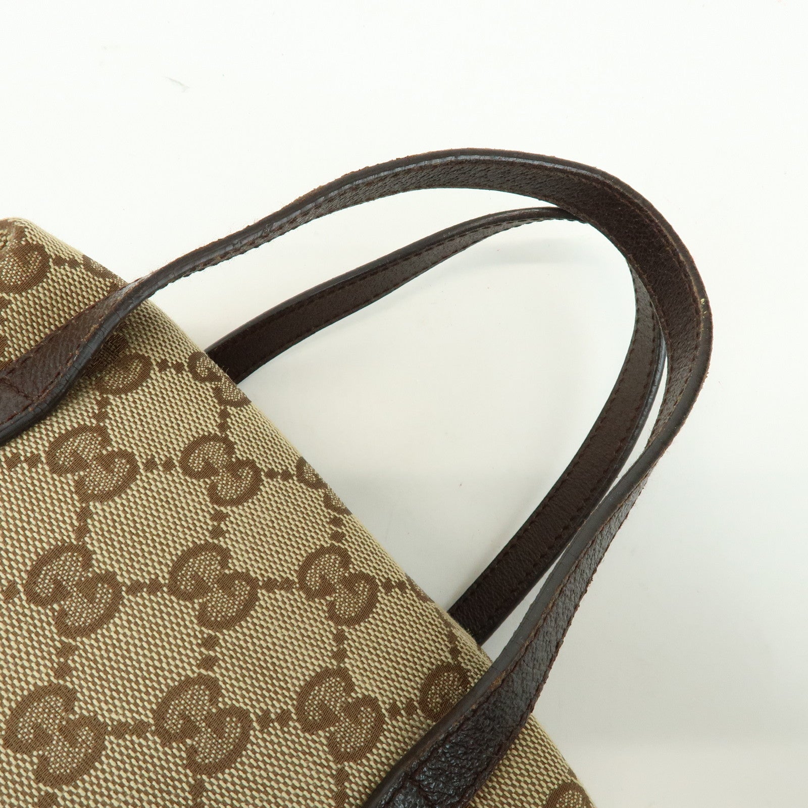 GUCCI GG Canvas Leather Hand Bag Mini Boston Bag Beige Brown 124542