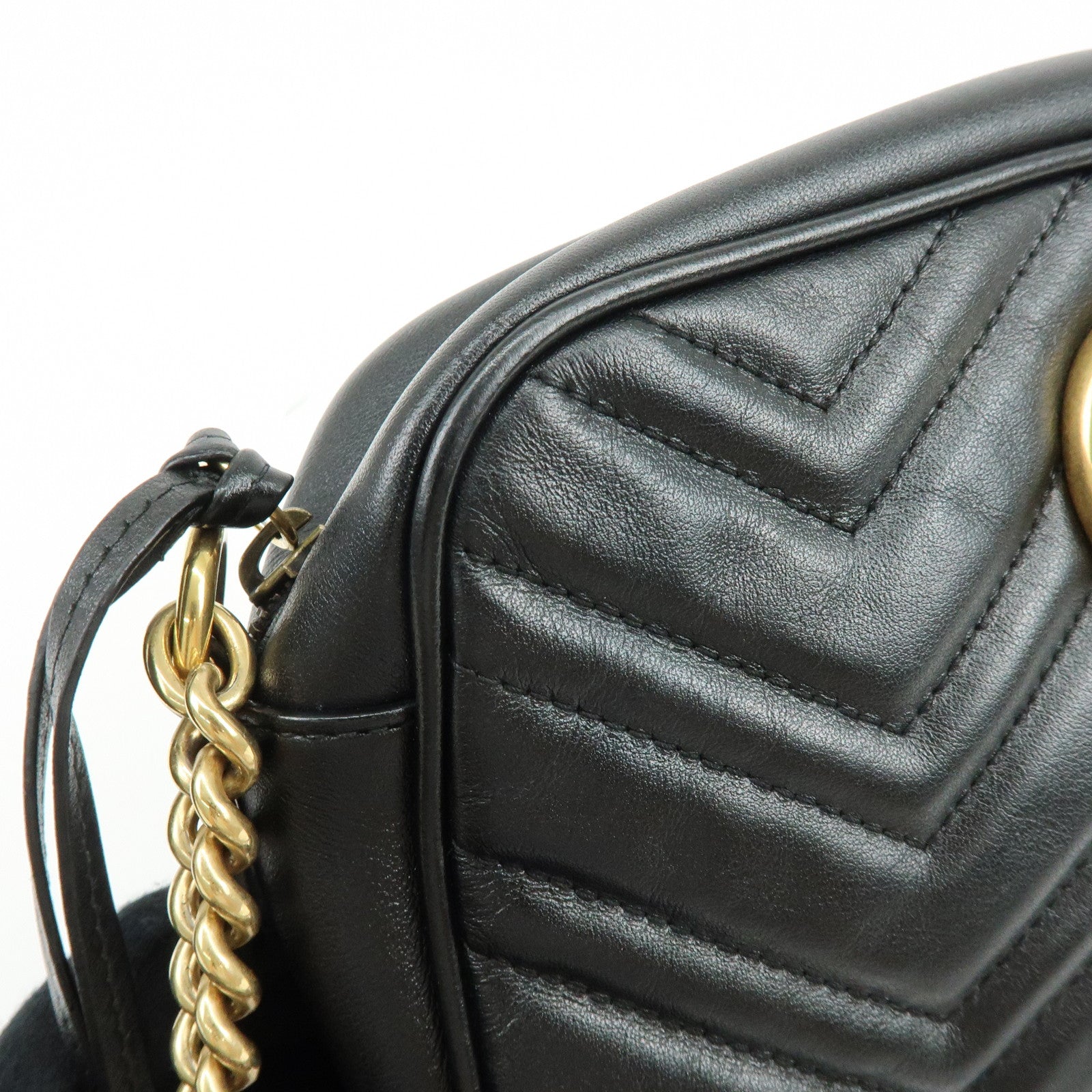 GUCCI GG Marmont Leather Shoulder Bag Crossbody Bag Black 447632