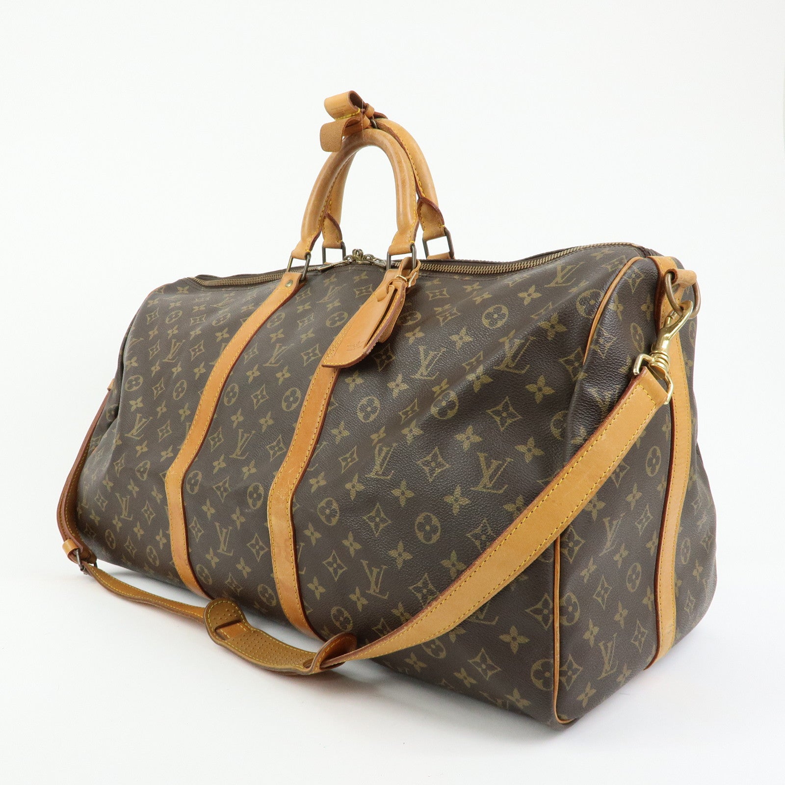 Louis Vuitton Keep All Bandouliere 55 Boston Bag Hand Bag Brown M41414