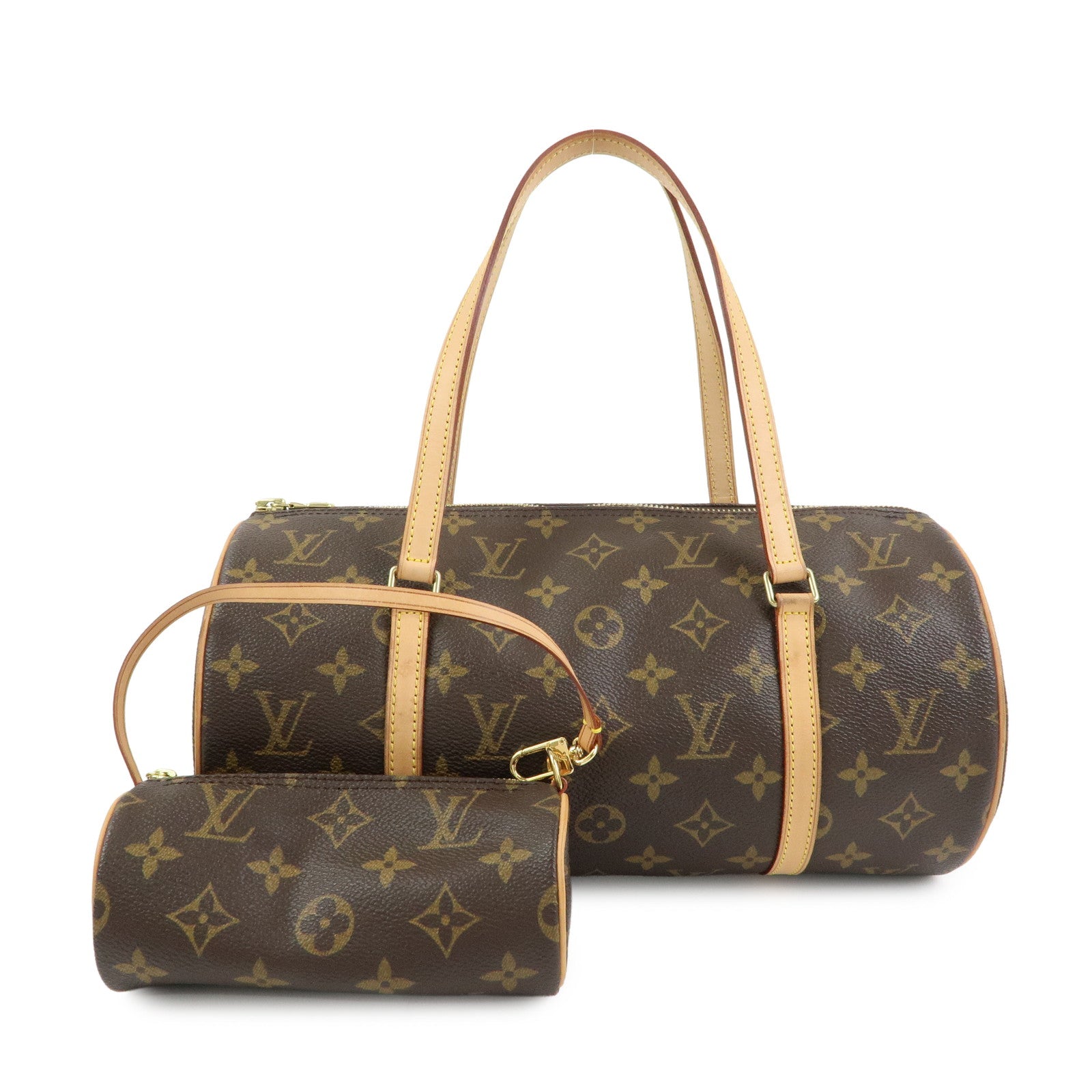 Louis Vuitton Monogram Papillon 30 Hand Bag & Pouch Brown M51385