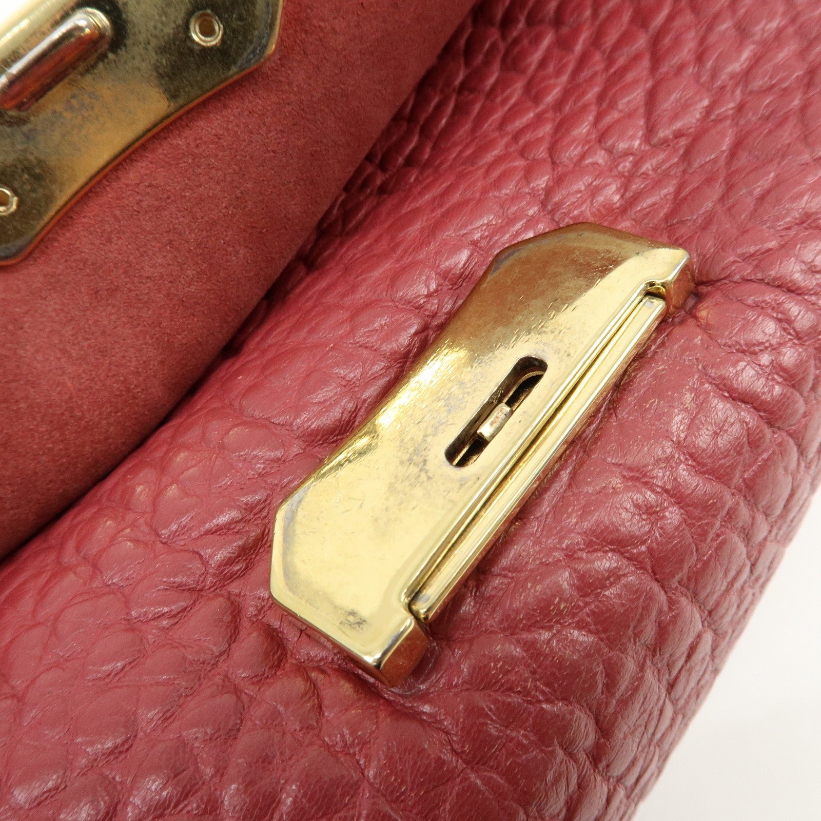 BURBERRY Leather Chain Shoulder Bag Clutch Bag Pink