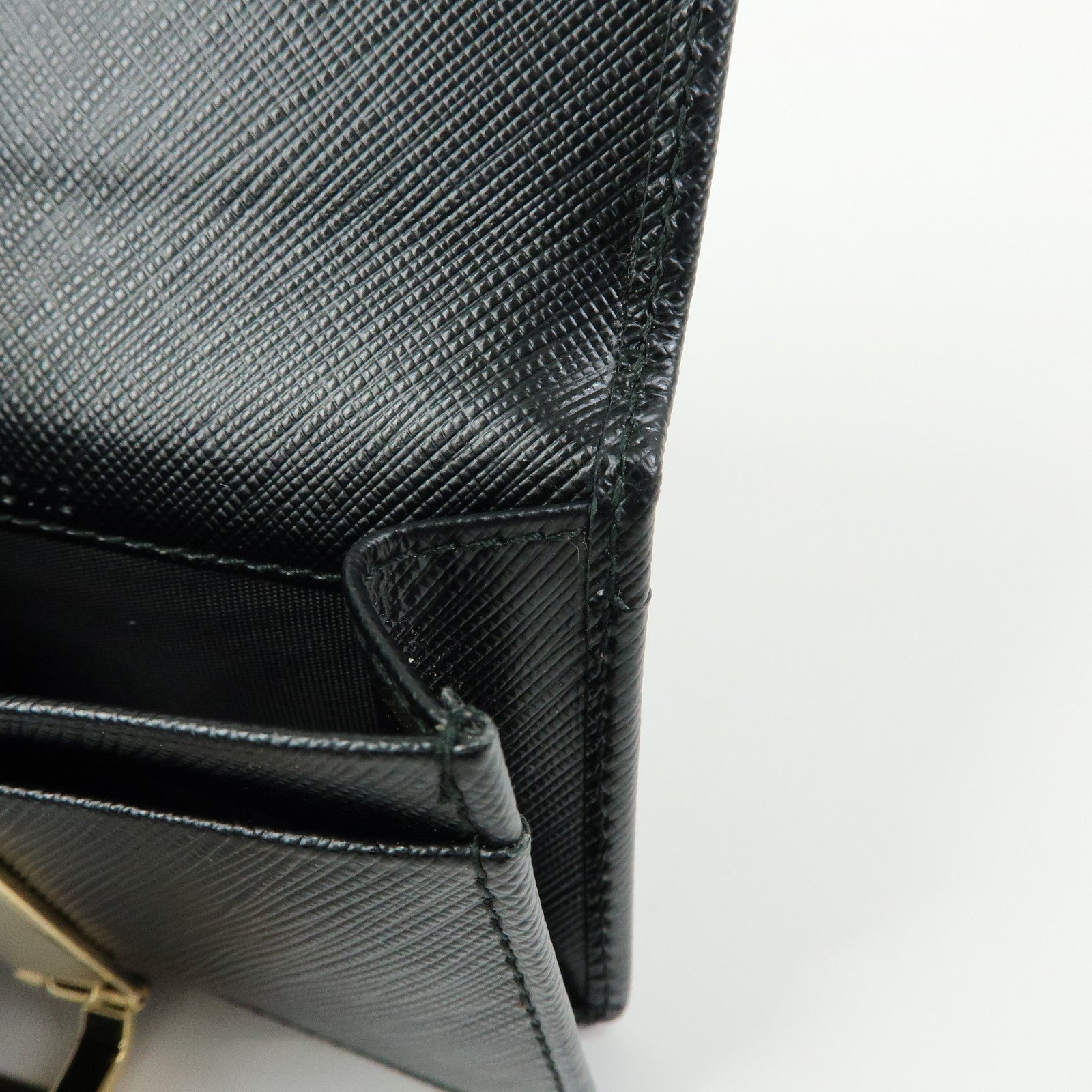 Ferragamo Gancini Embossed Leather Card Case Card Holder Black