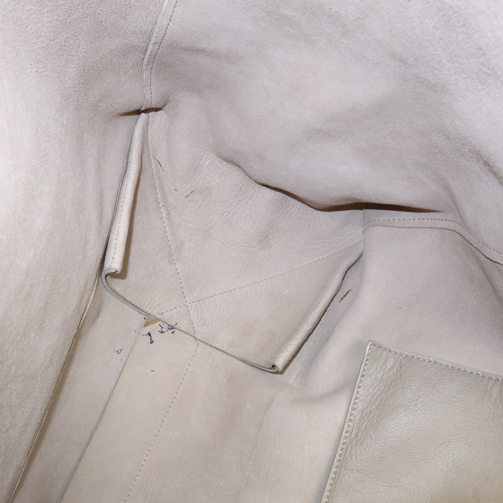 CELINE Leather Tote Bag Shoulder Bag Greige