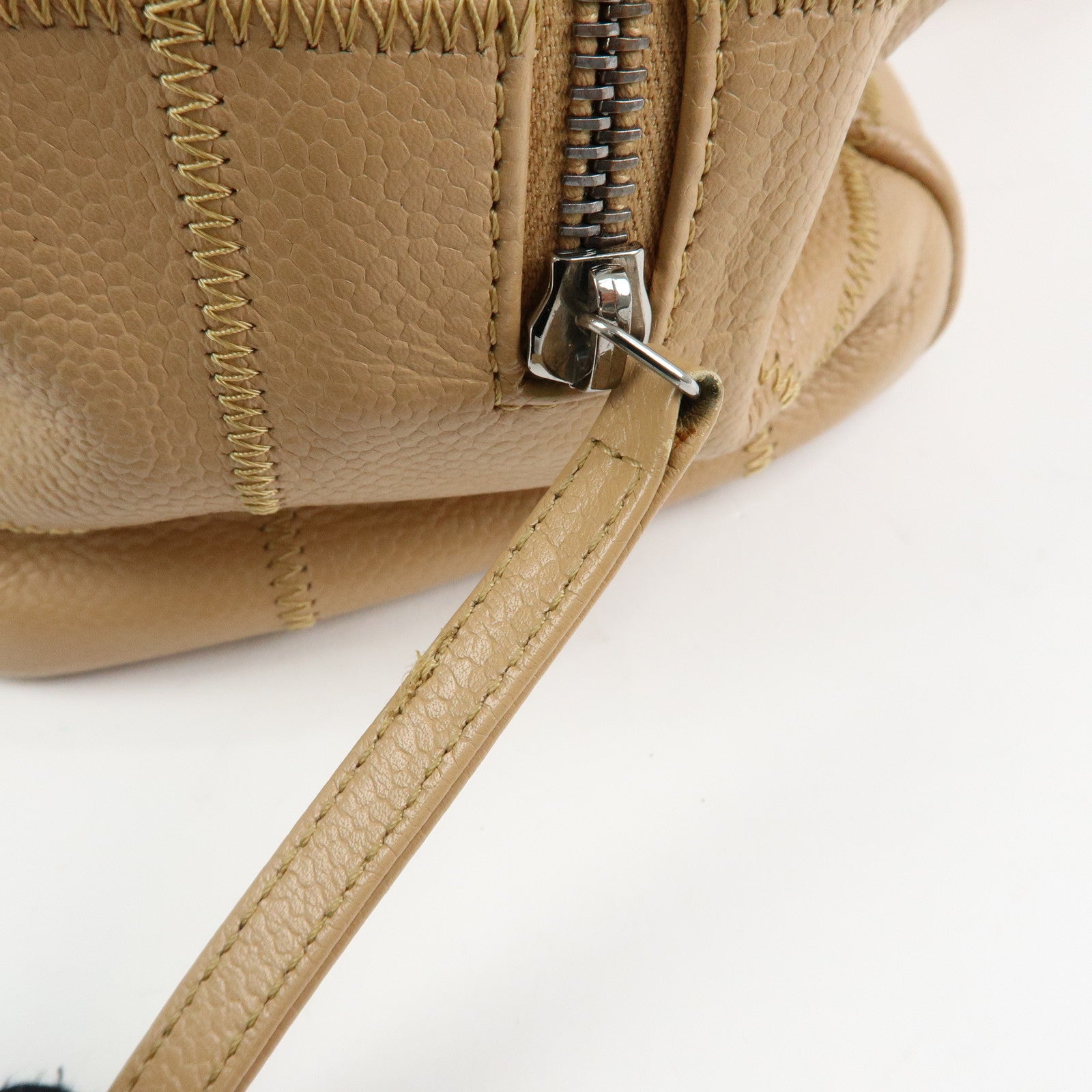 CHANEL Chocolate Bar Caviarskin Shoulder Bag Hand Bag Beige A26135
