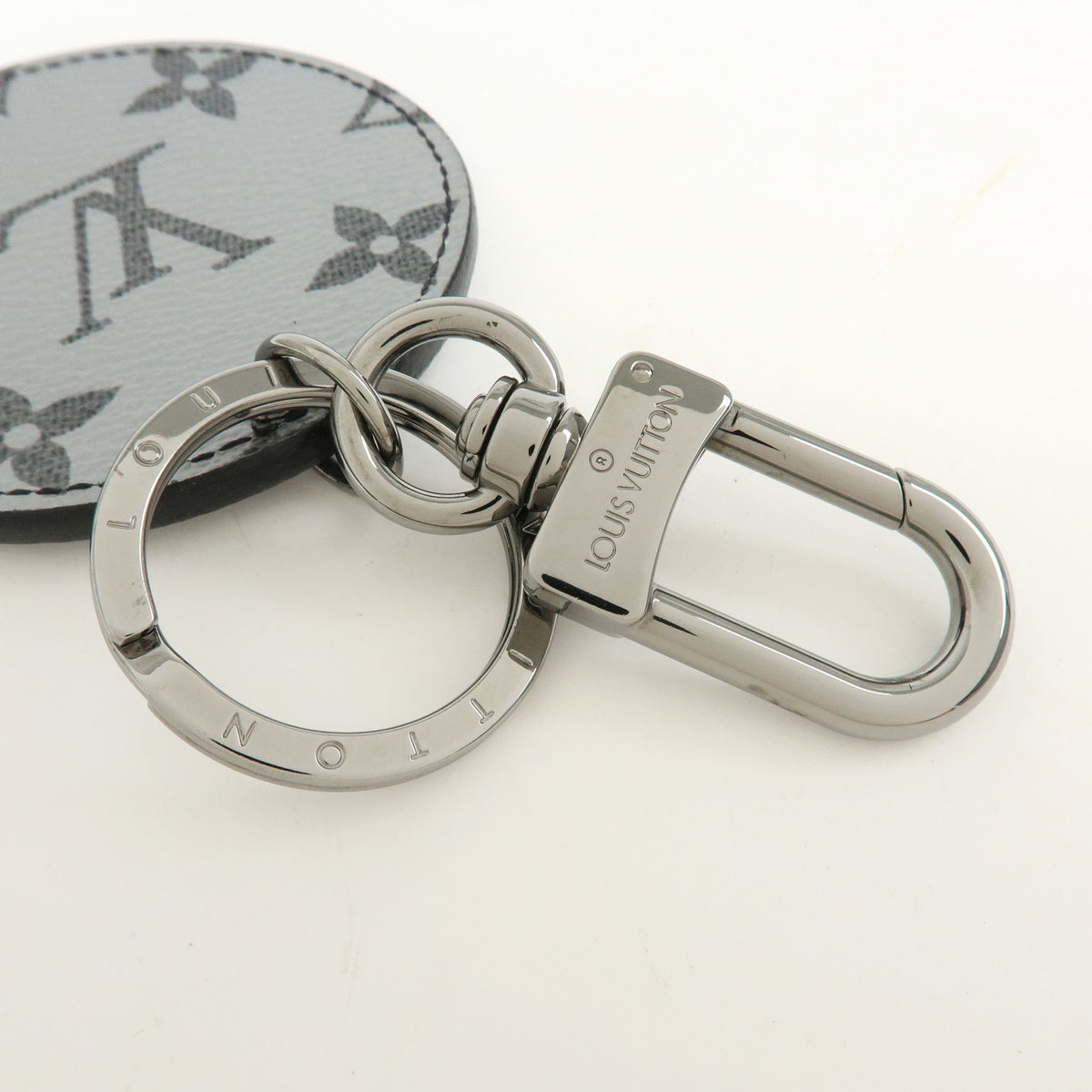 Louis Vuitton Monogram Split Porte Cles Canvas Key Charm Silver MP1985