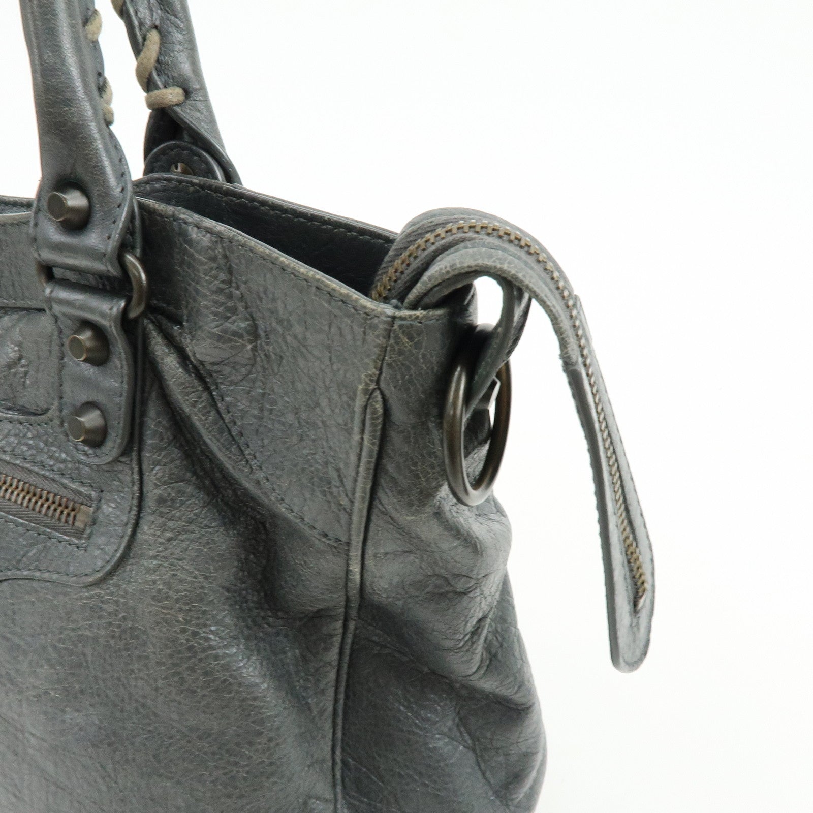 BALENCIAGA Classic Velo Leather Hand Bag Grey 235216