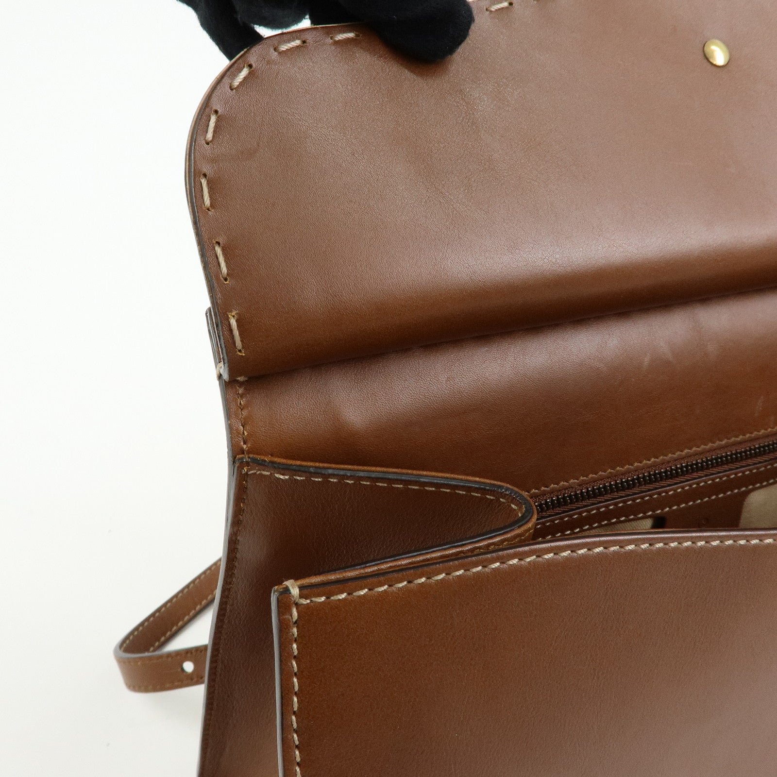 GUCCI Double G Leather 2Way Bag Hand Bag Shoulder Bag Brown 421890