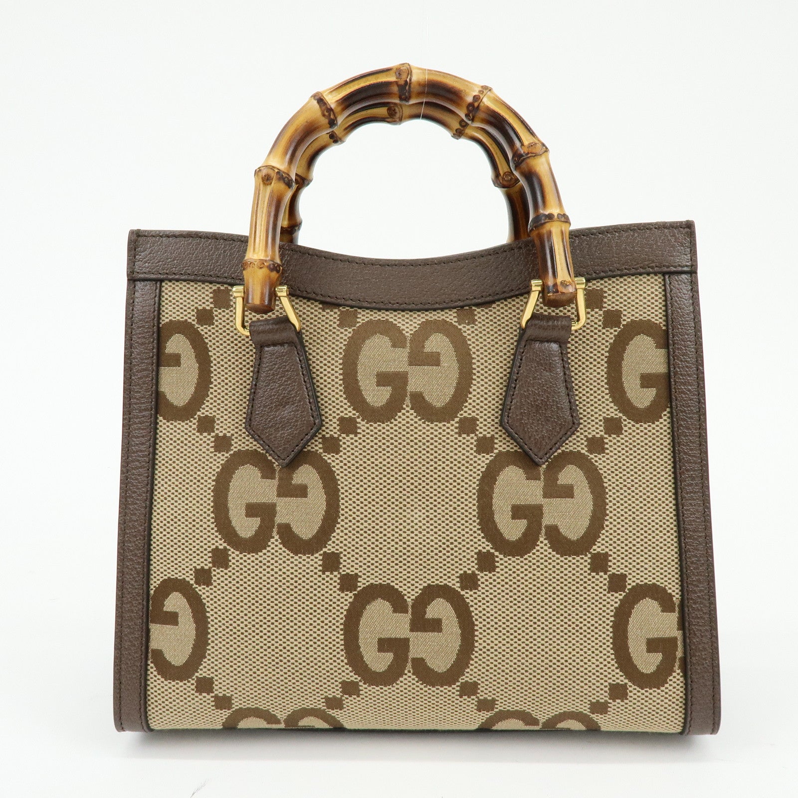 GUCCI Bamboo Double G Diana Jumbo GG Canvas 2Way Bag Tote Bag 660195