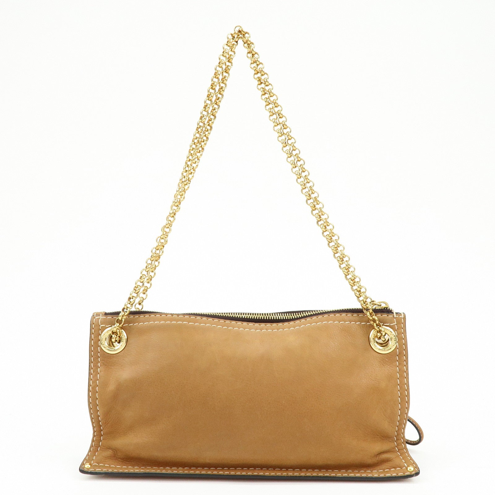 LOEWE Leather Crown Motif Chain Shoulder Bag Crossbody Bag Brown