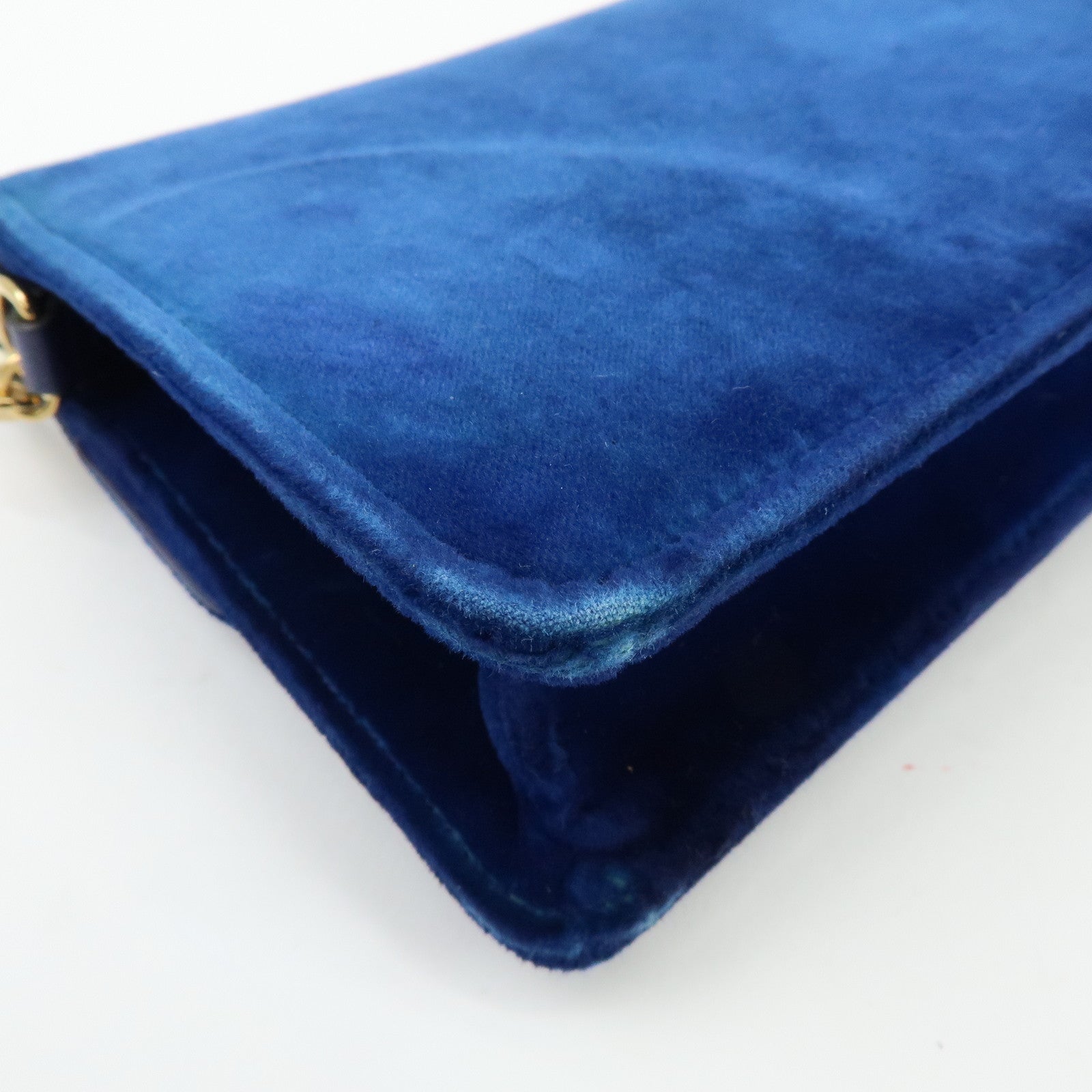 GUCCI Broadway Velvet Shoulder Bag Crossbody Bag Bijou Logo Navy 544242