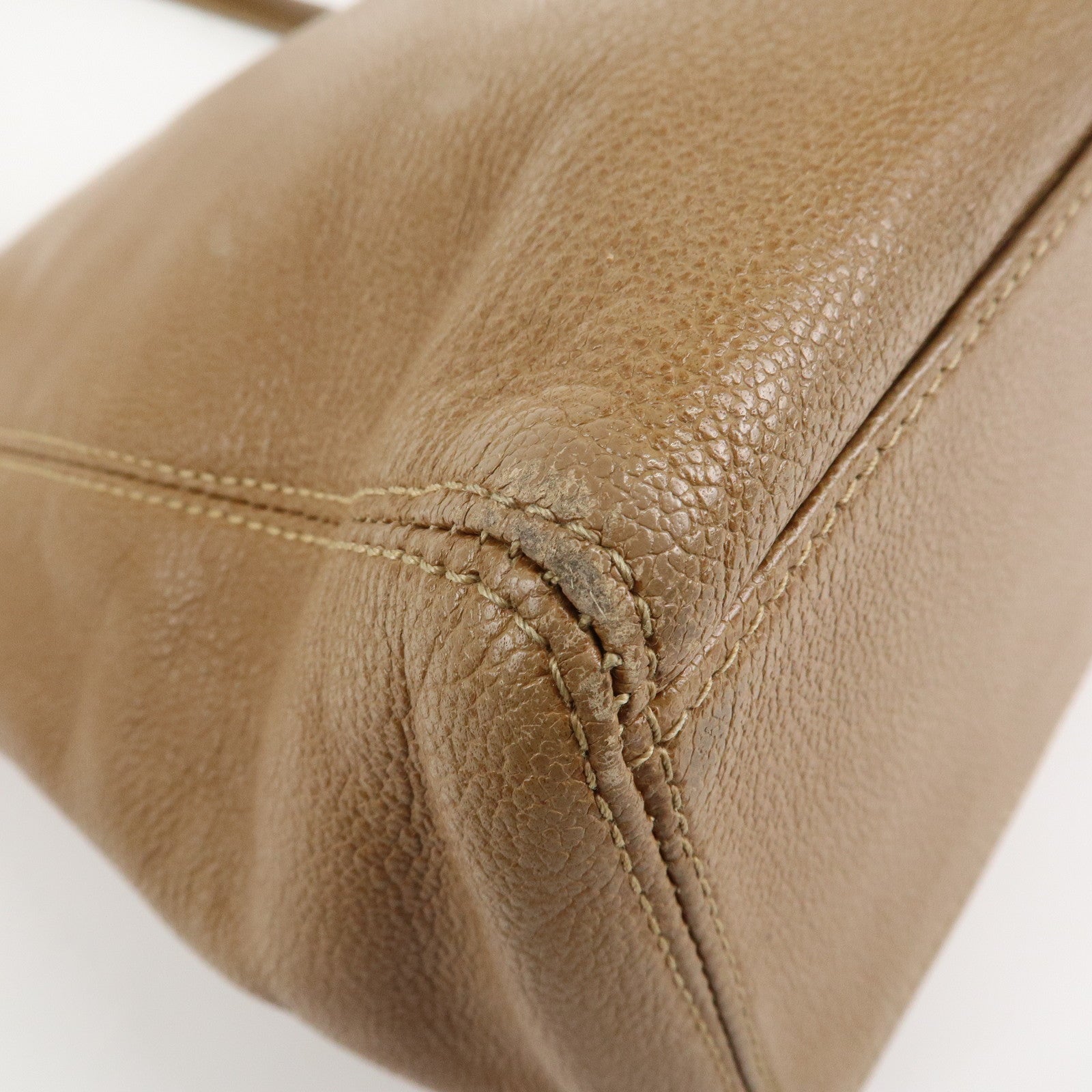 CHANEL COCO Mark Caviarskin Leather Bag Tote Bag Shoulder Bag Beige Used