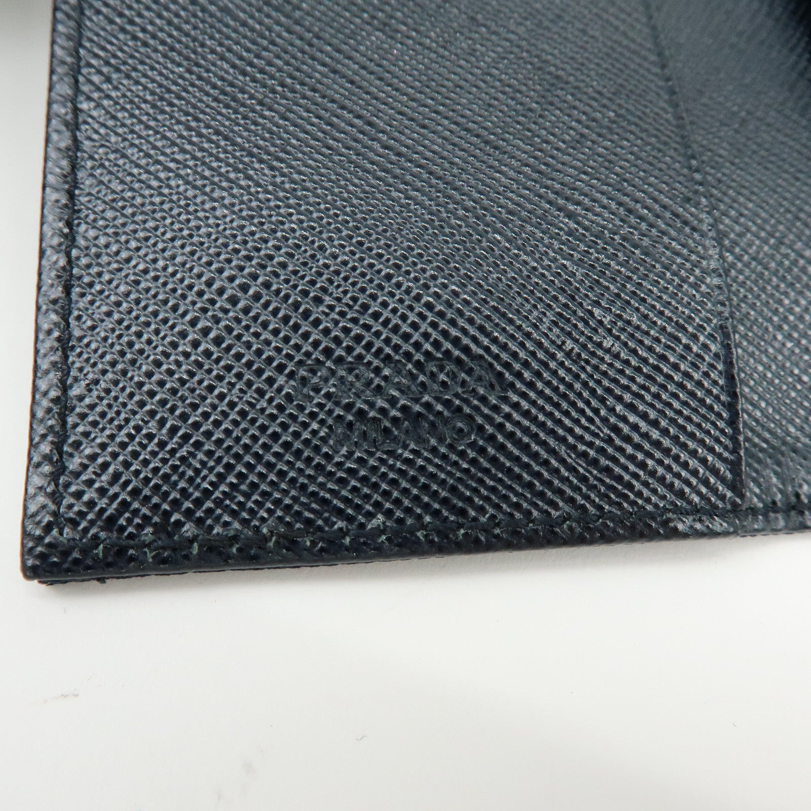 PRADA Triangle Logo Nylon Saffiano Leather Key Case Black 1M0222