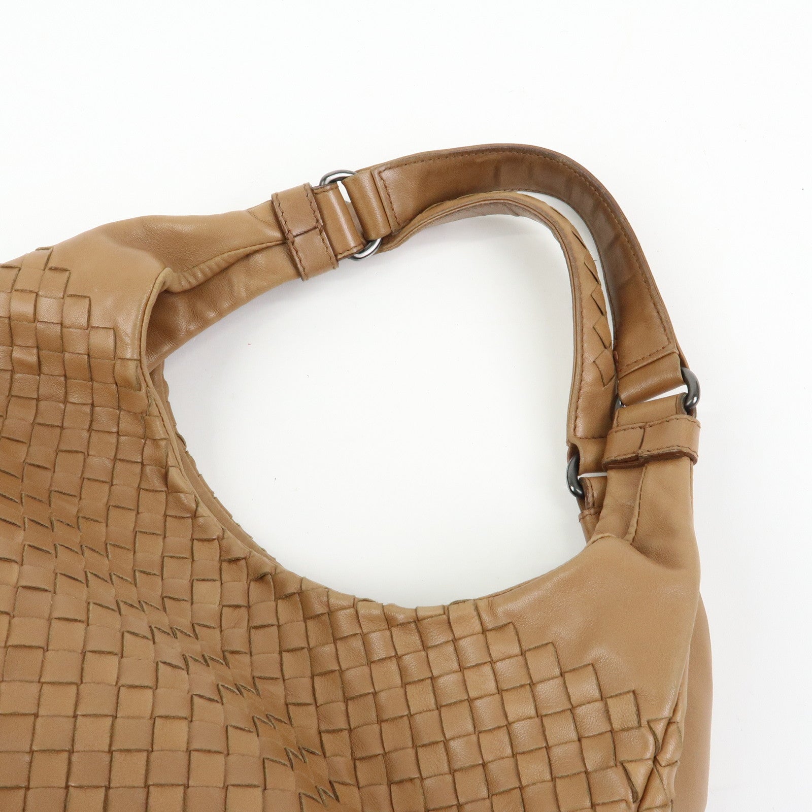 BOTTEGA VENETA Intrecciato Campana Medium Leather Hobo Bag Beige 125787
