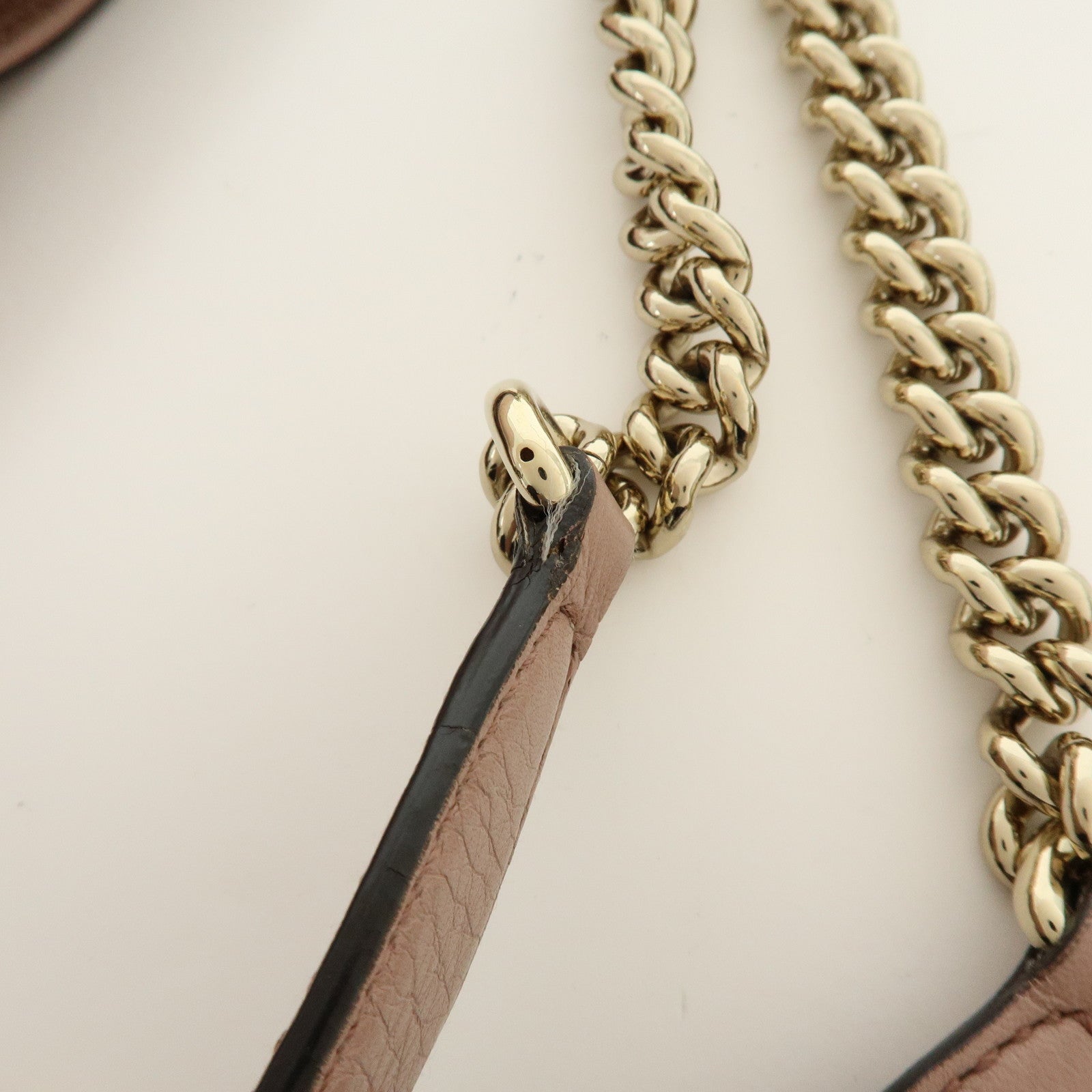GUCCI SOHO Interlocking G Leather Chain Shoulder Bag Tassel Pink 308982