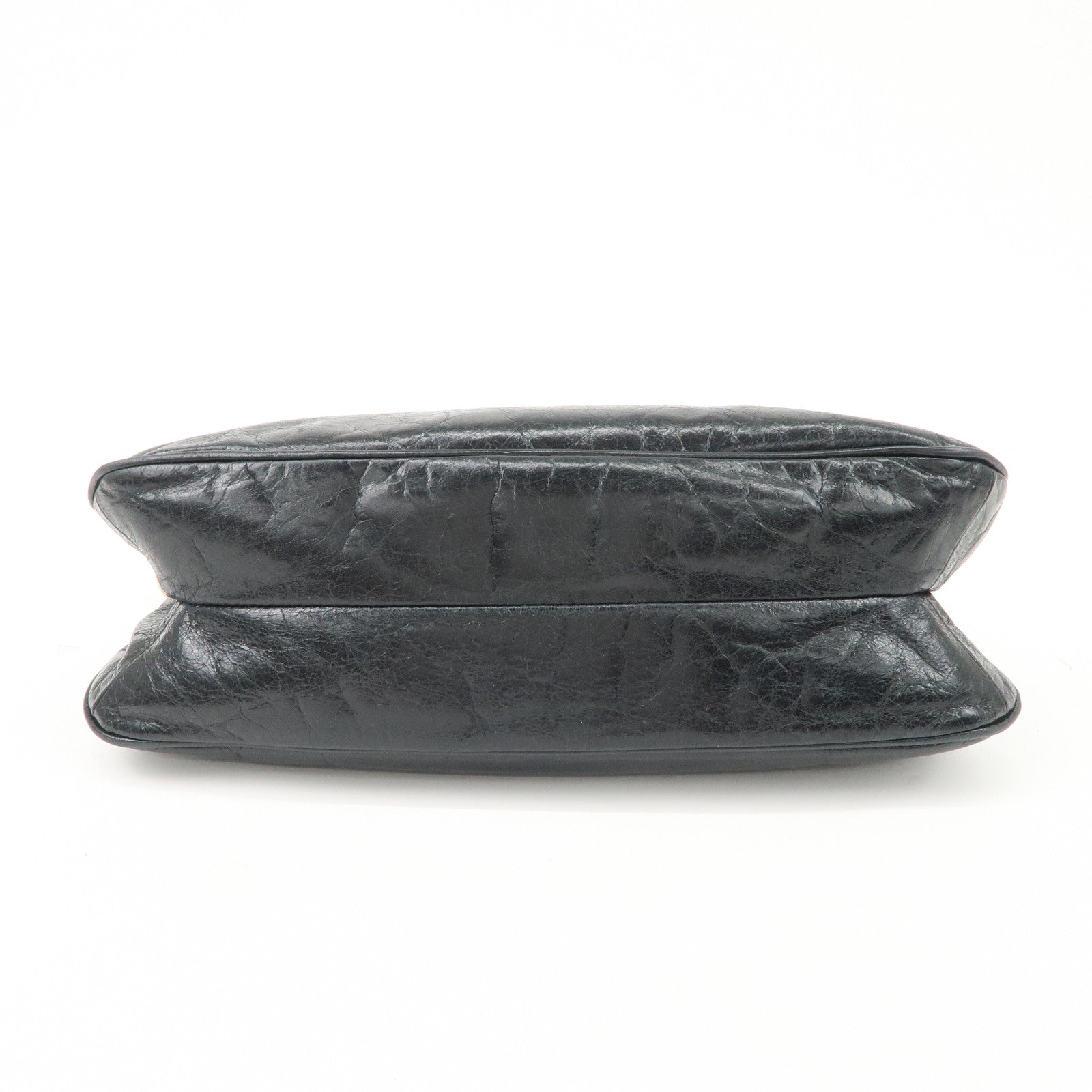 PRADA Logo Leather Shoulder Bag Hand Bag Gold Hardware Black Used