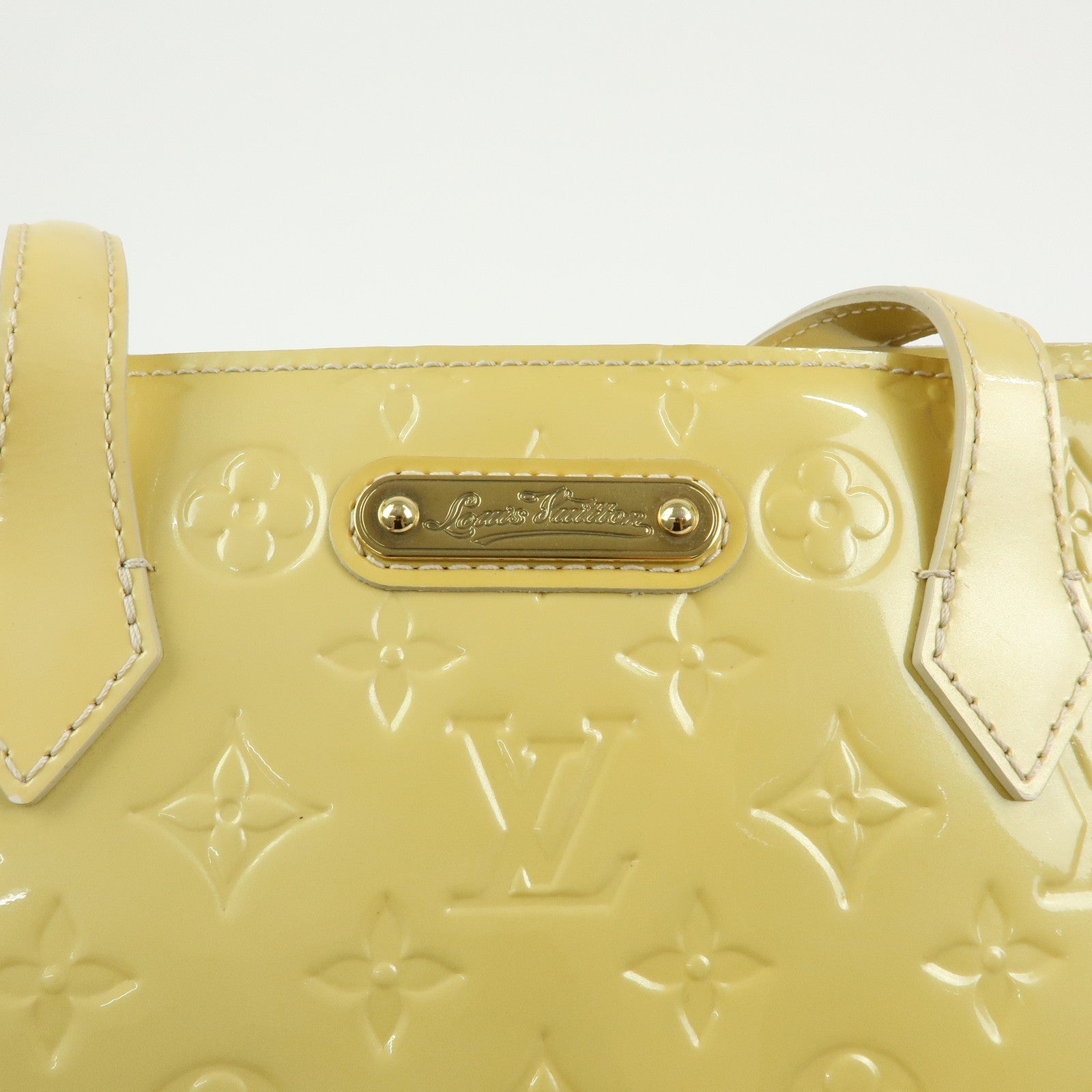 Louis Vuitton Monogram Vernis Wilshire MM Tote Bag Blanc Corail M91441