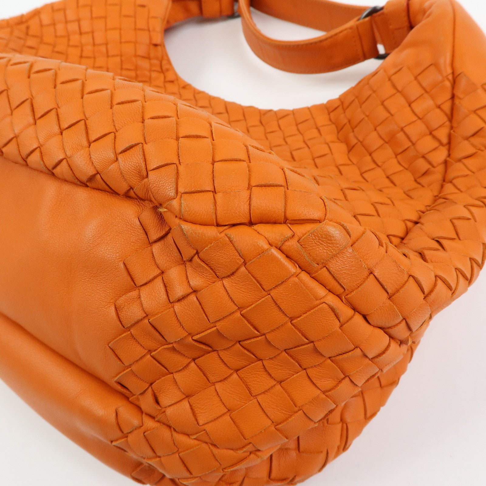 BOTTEGA VENETA Intrecciato Campana Leather Shoulder Bag Orange