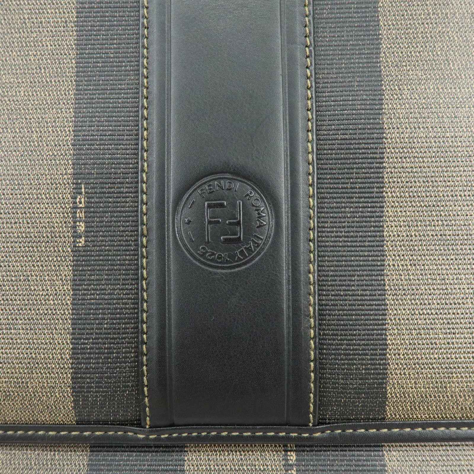 FENDI Pequin PVC Leather Shoulder Bag Messanger Bag Brown 170-80028
